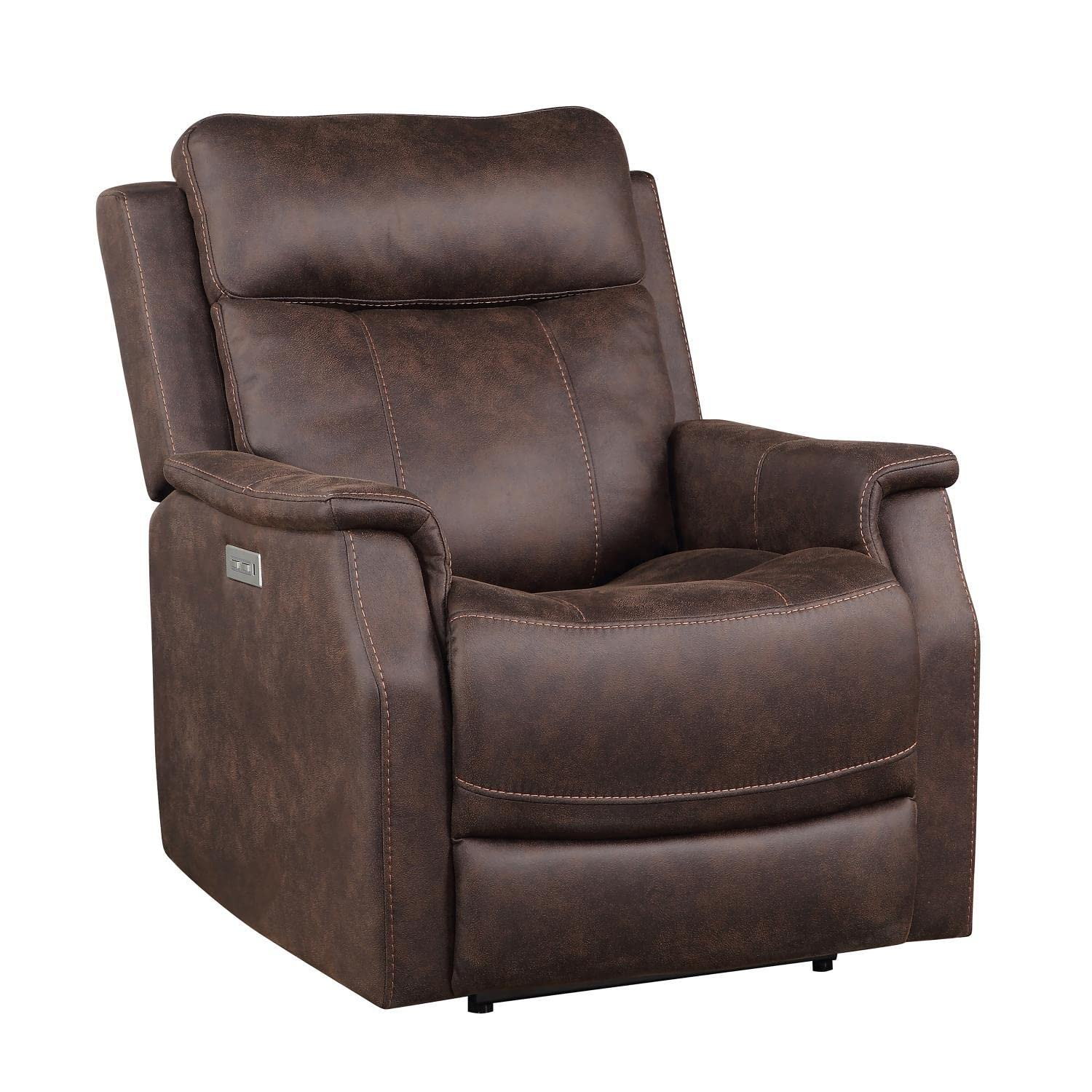 Steve Silver Valencia Leatherette Dual Power Reclining Chair with USB, Walnut