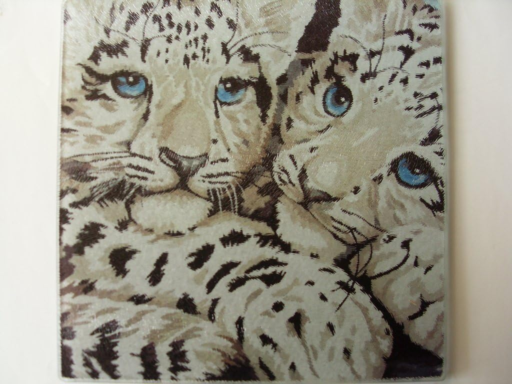 8"x8" Leopard Kitchen Counter Art Tempered Glass Cutting Board Surface Saver Bar Prep