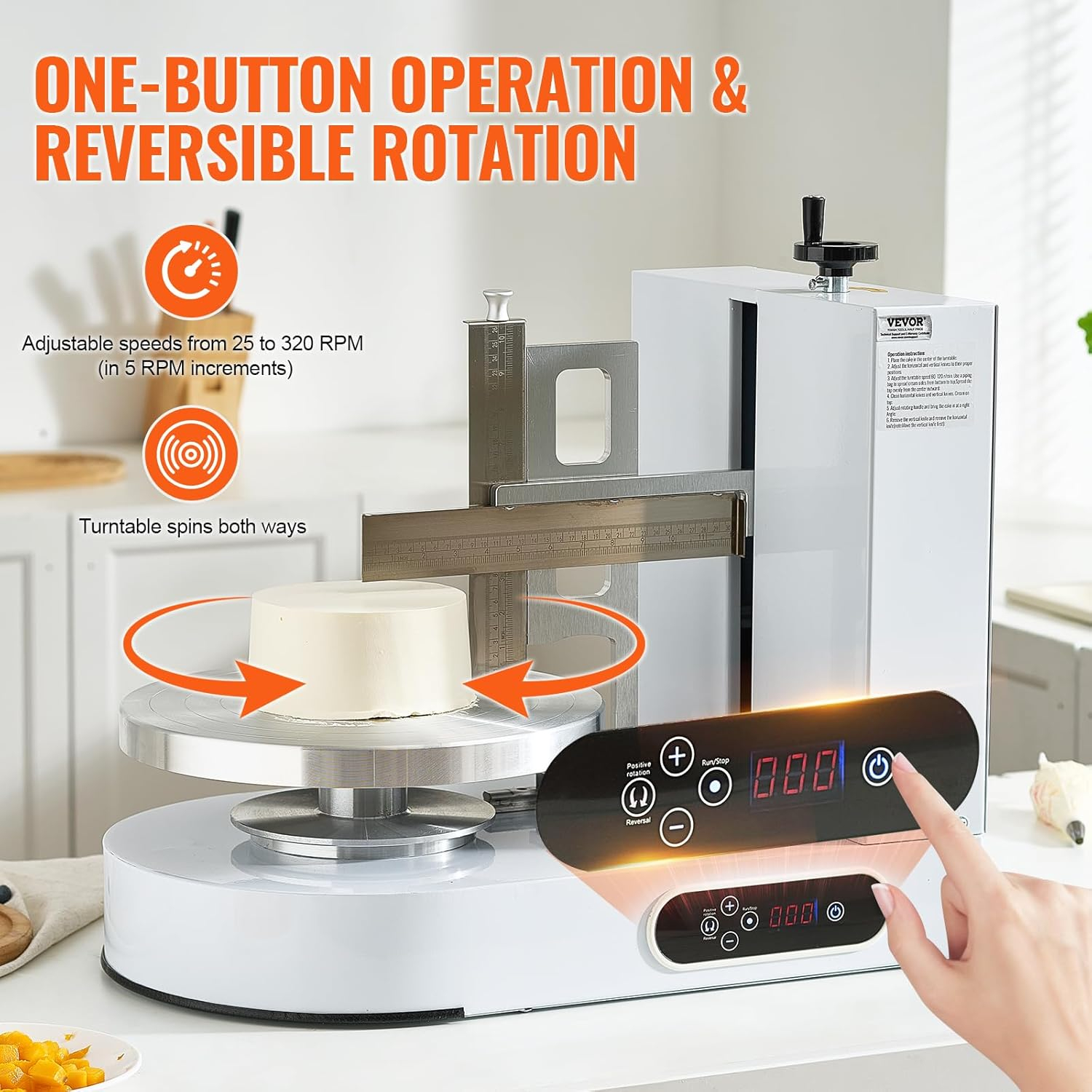 White Stainless Steel Cake Decorating Machine with Adjustable Turntable