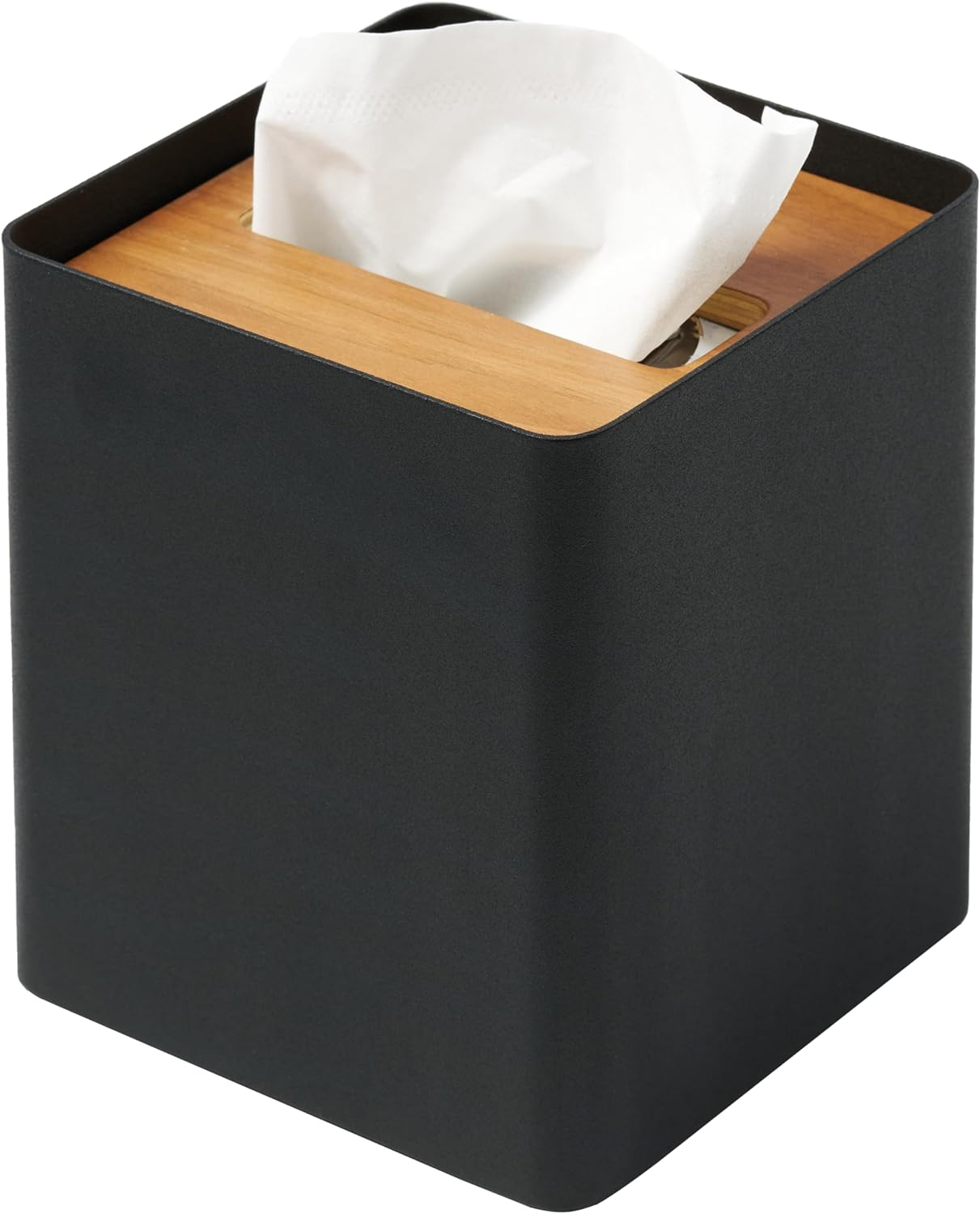 Yamazaki Home Tissue Box Cover - Square, Walnut, Steel, Lid, No Assembly