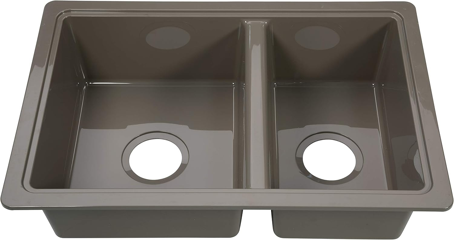 25" x 17" Silver Stainless Steel Double Bowl RV Sink