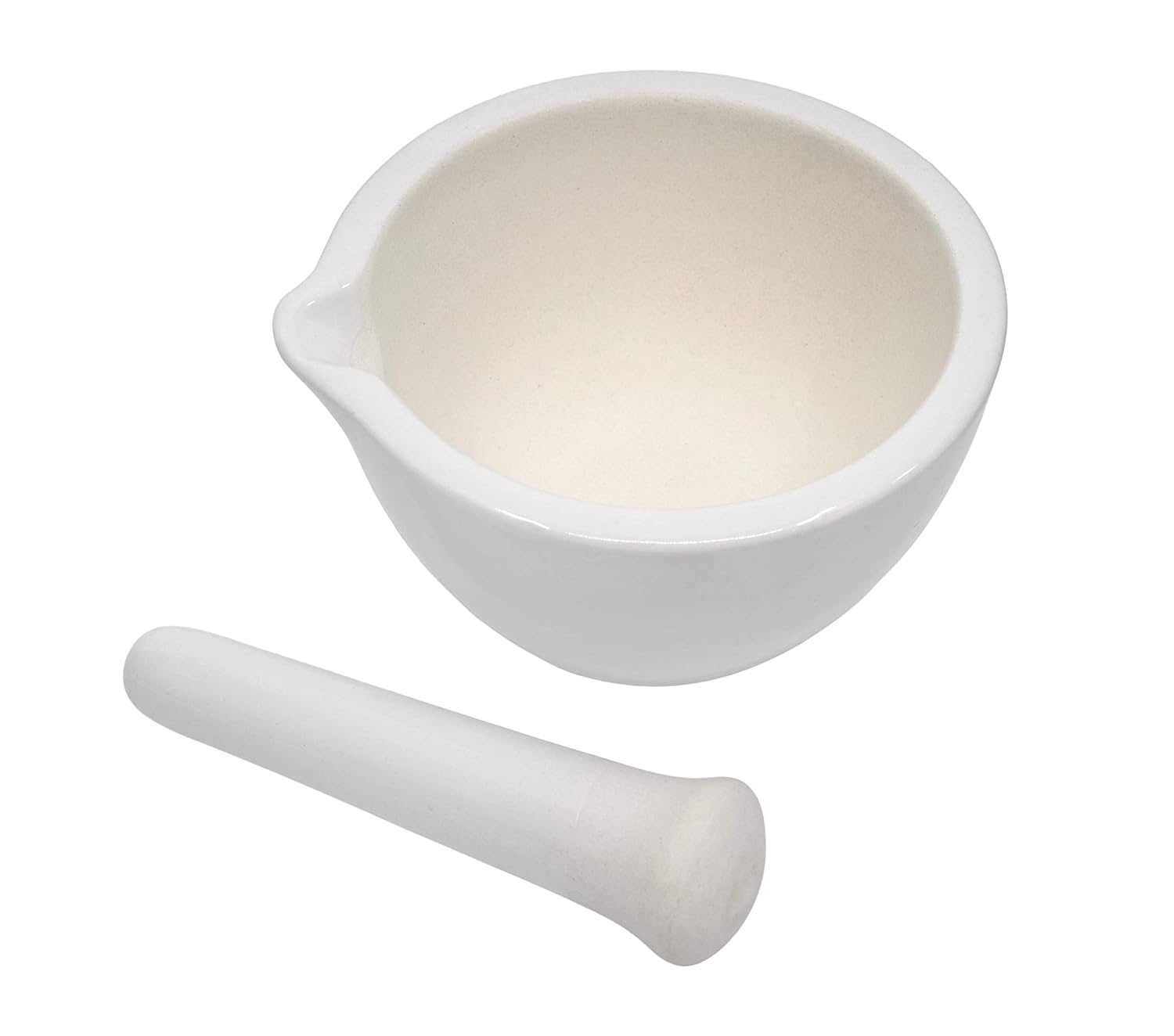 Porcelain Mortar & Pestle Set, 18oz (550ml) - Unglazed Grinding Surface - Excellent for Kitchen or Laboratory - Grinds Powdered Chemicals, Herbs & Spices - Pill Crusher - White - Eisco Labs