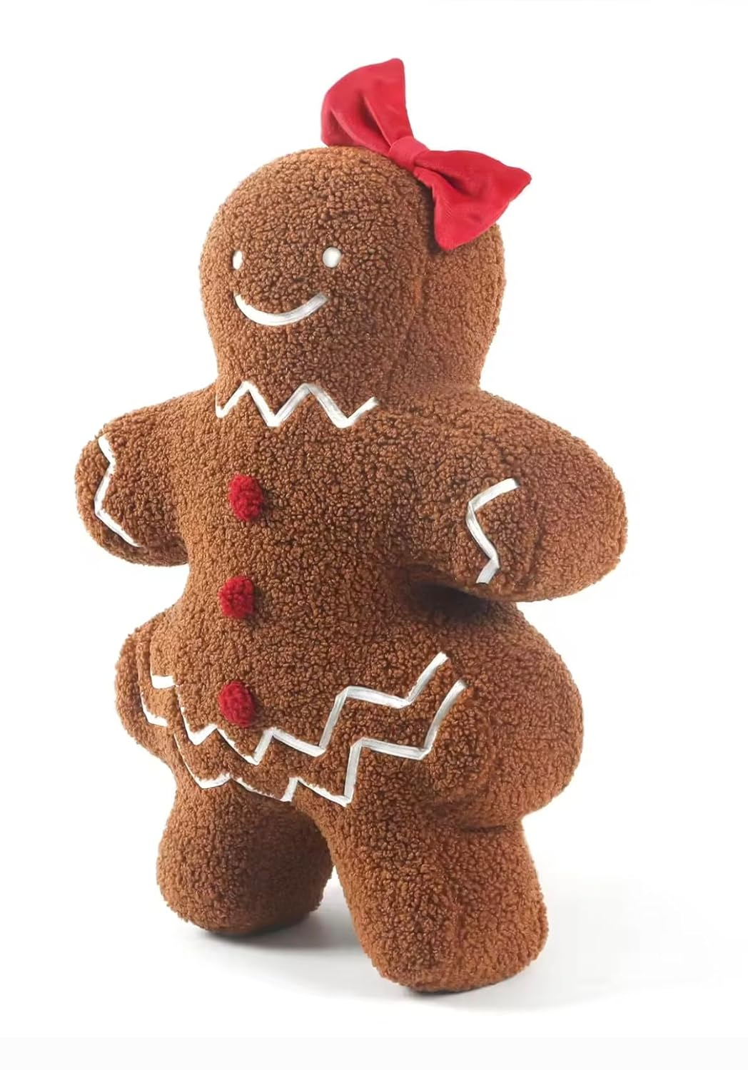 Christmas Decoration Cute Plush Sherpa Gingerbread Girl Cushion Pillow with Filling Soft Comfort Plush Home Decor Pillows