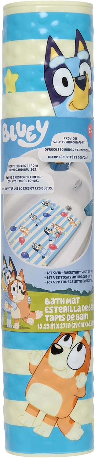 Bluey Non-Slip Vinyl Bath Mat for Kids with Suction Cups