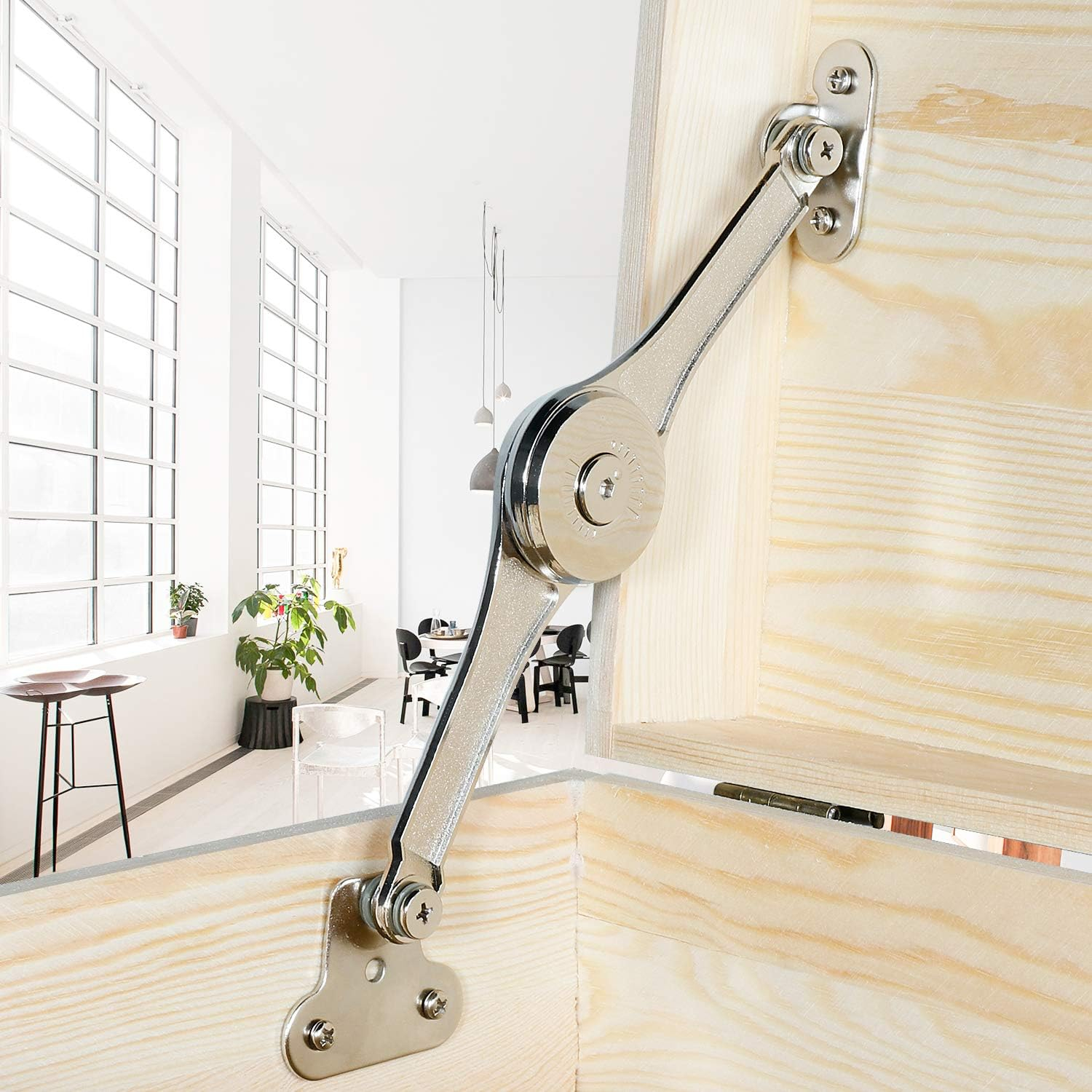 Heavy Duty Hinge Lid Support Soft Close Folding Lid Stay Hinge for Cabinet Kitchen Wardrobe Toy Chamber 2pcs