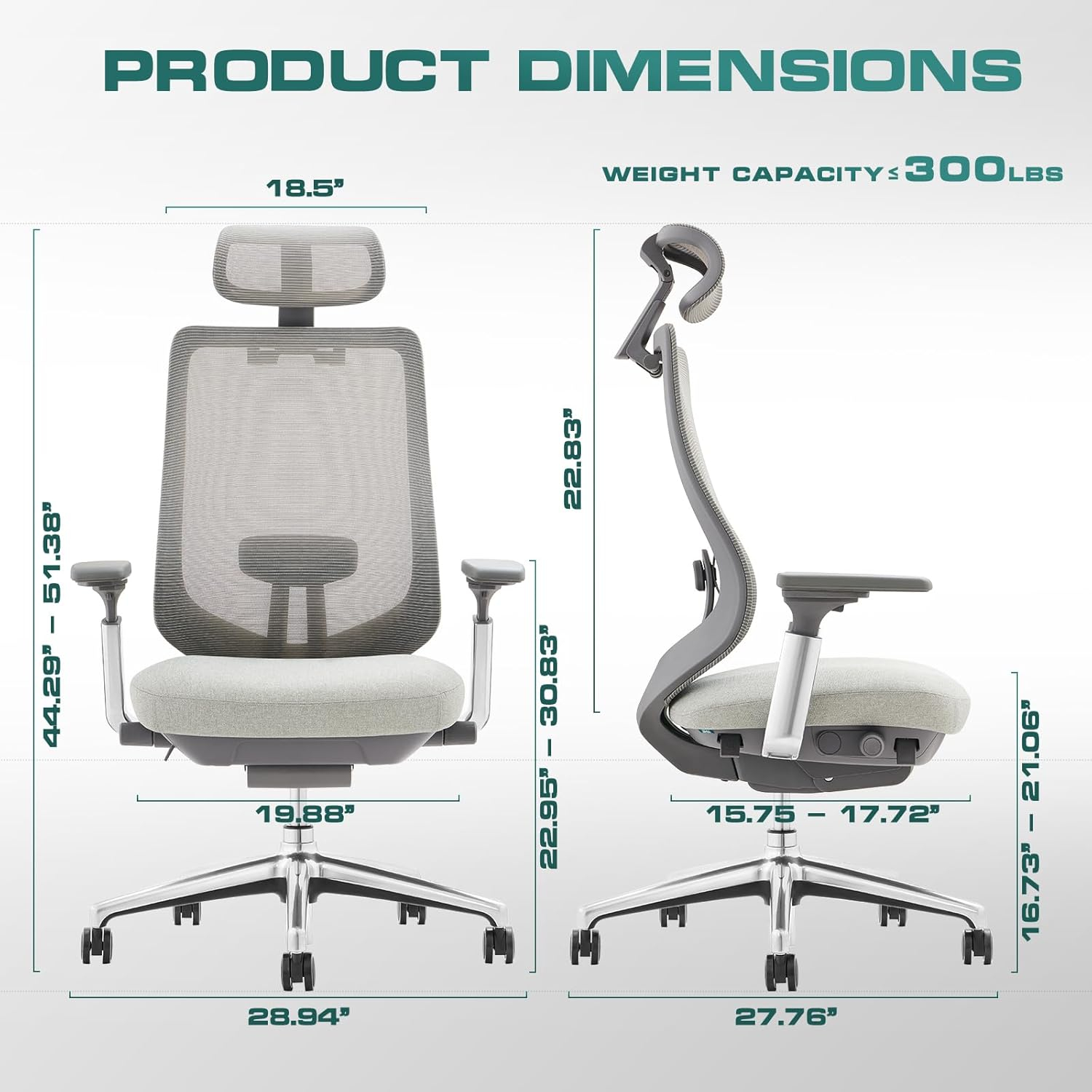 Light Grey High Back Mesh Swivel Office Chair with Fixed Arms