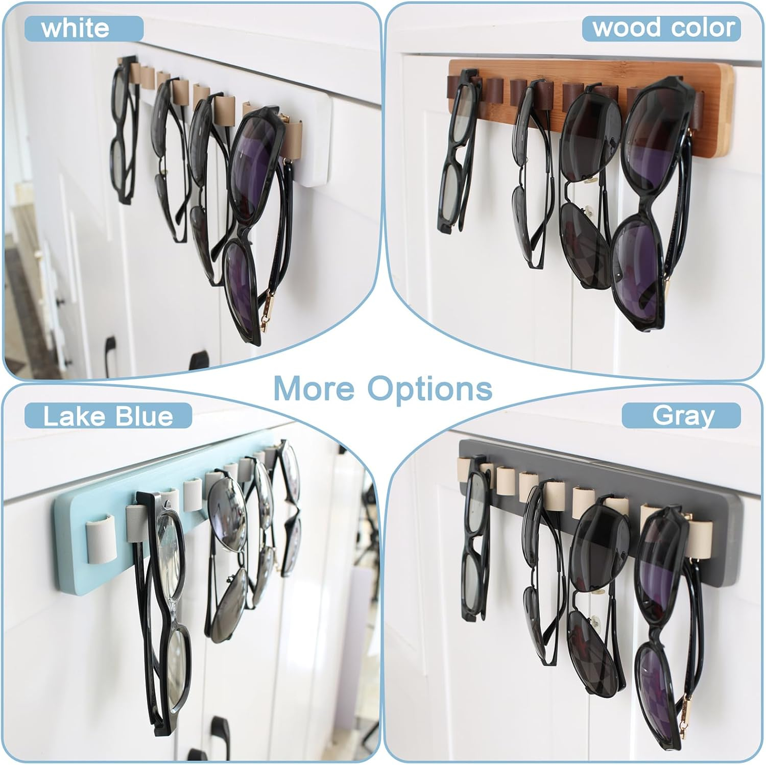 Sunglasses Organizer Wall Mounted Wood Sunglass Holder for Home Glasses Holder/Sunglasses Rack,Home Decor (Gray-1pcs-long)