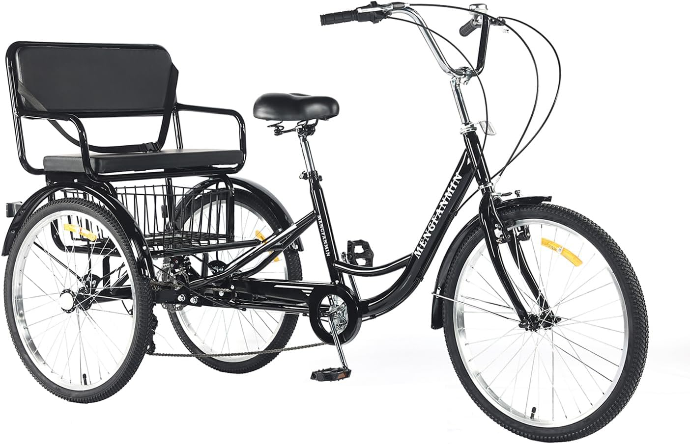 Adult Tricycle 7 Speed, 24 Inch 3 Wheel Bikes Extended Rear wheelbase Tricycle Wheel Bike w/Rear Basket for Women/Children Seniors Maximum Load 550lbs