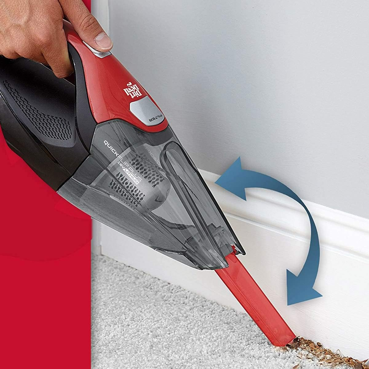 Dirt Devil QuickFlip Plus 16V Cordless Handheld Vacuum Cleaner, Powerful Suction, Lightweight, Includes Quick Flip Crevice Tool, Stair & Upholstery Tool, Rechargeable Battery, Portable Vacuum Cleaner