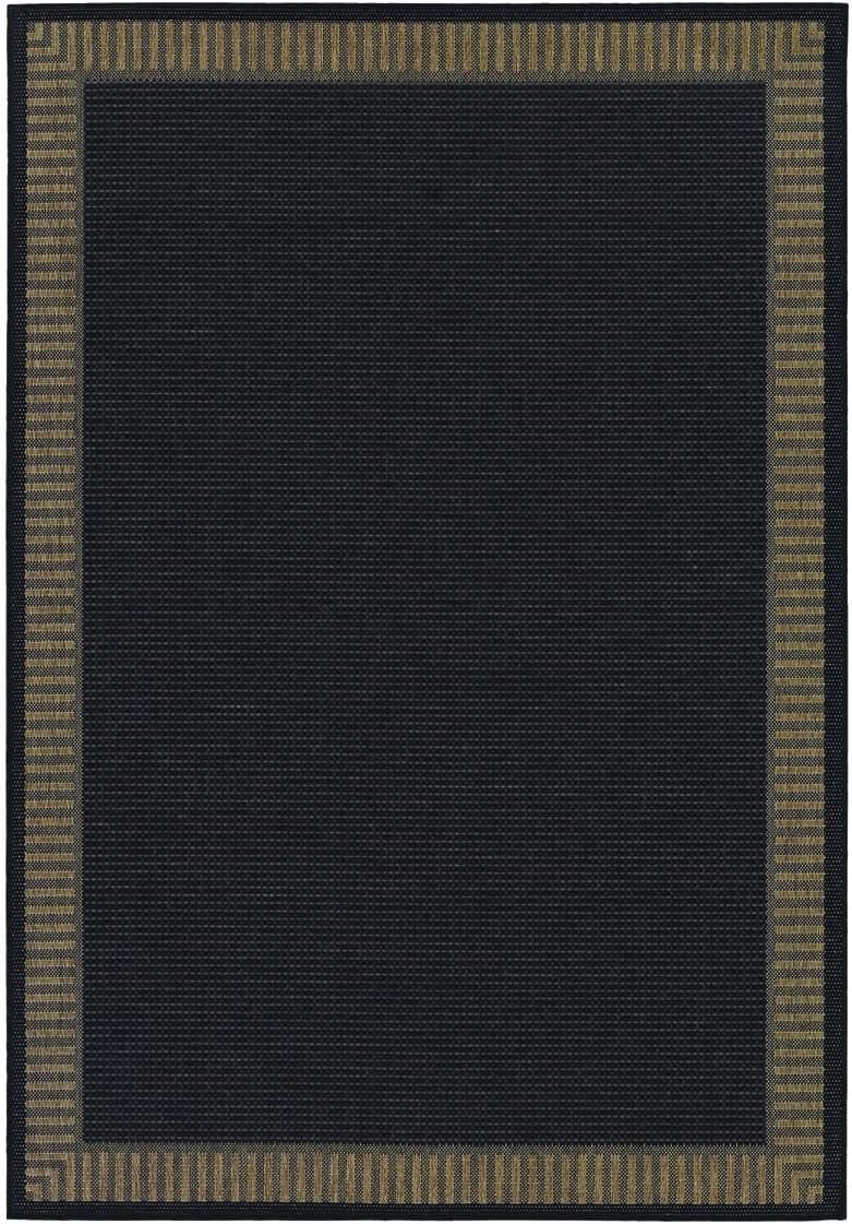 Black Synthetic Flat Woven Reversible Area Rug 70" x 110"