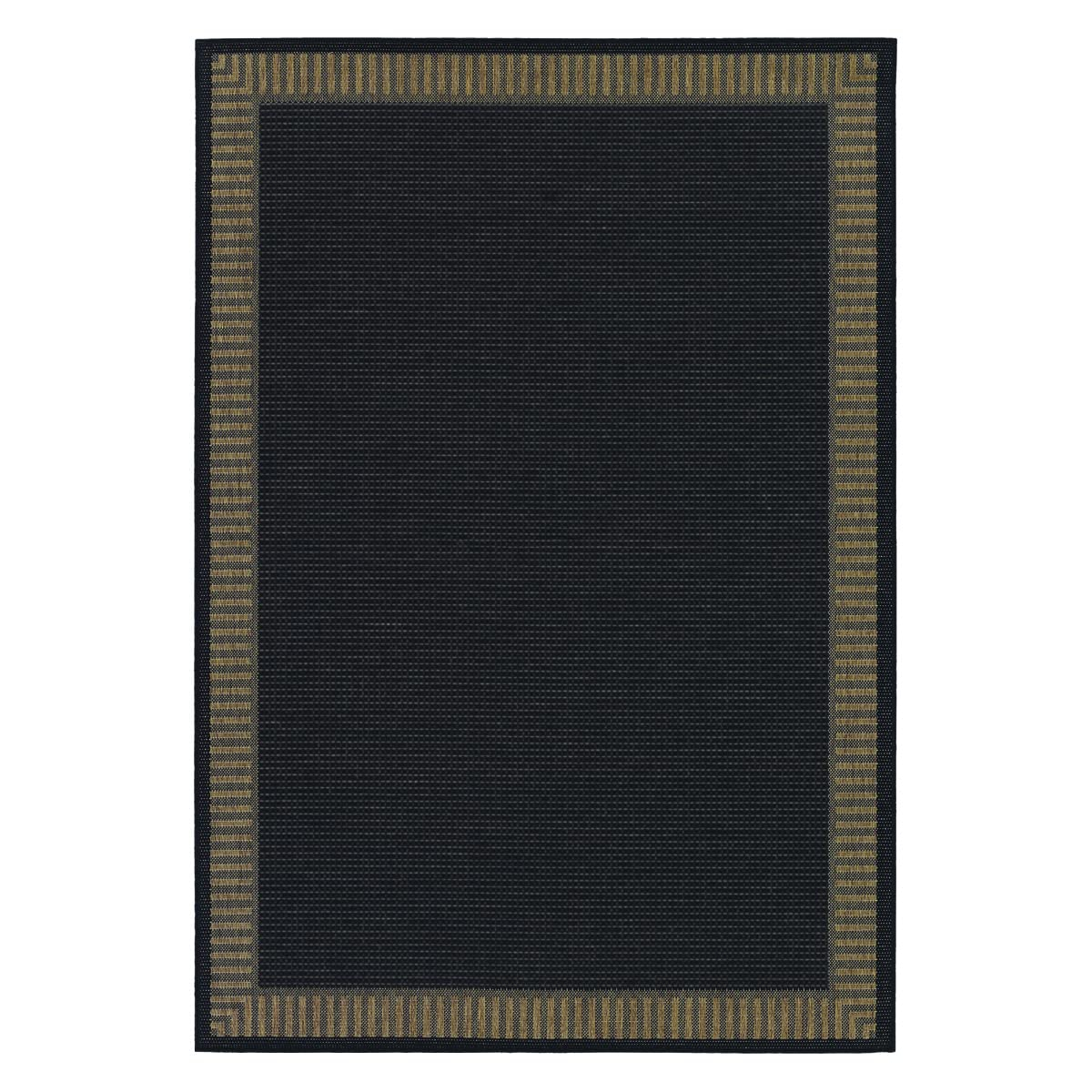 Black Synthetic Flat Woven Reversible Area Rug 70" x 110"