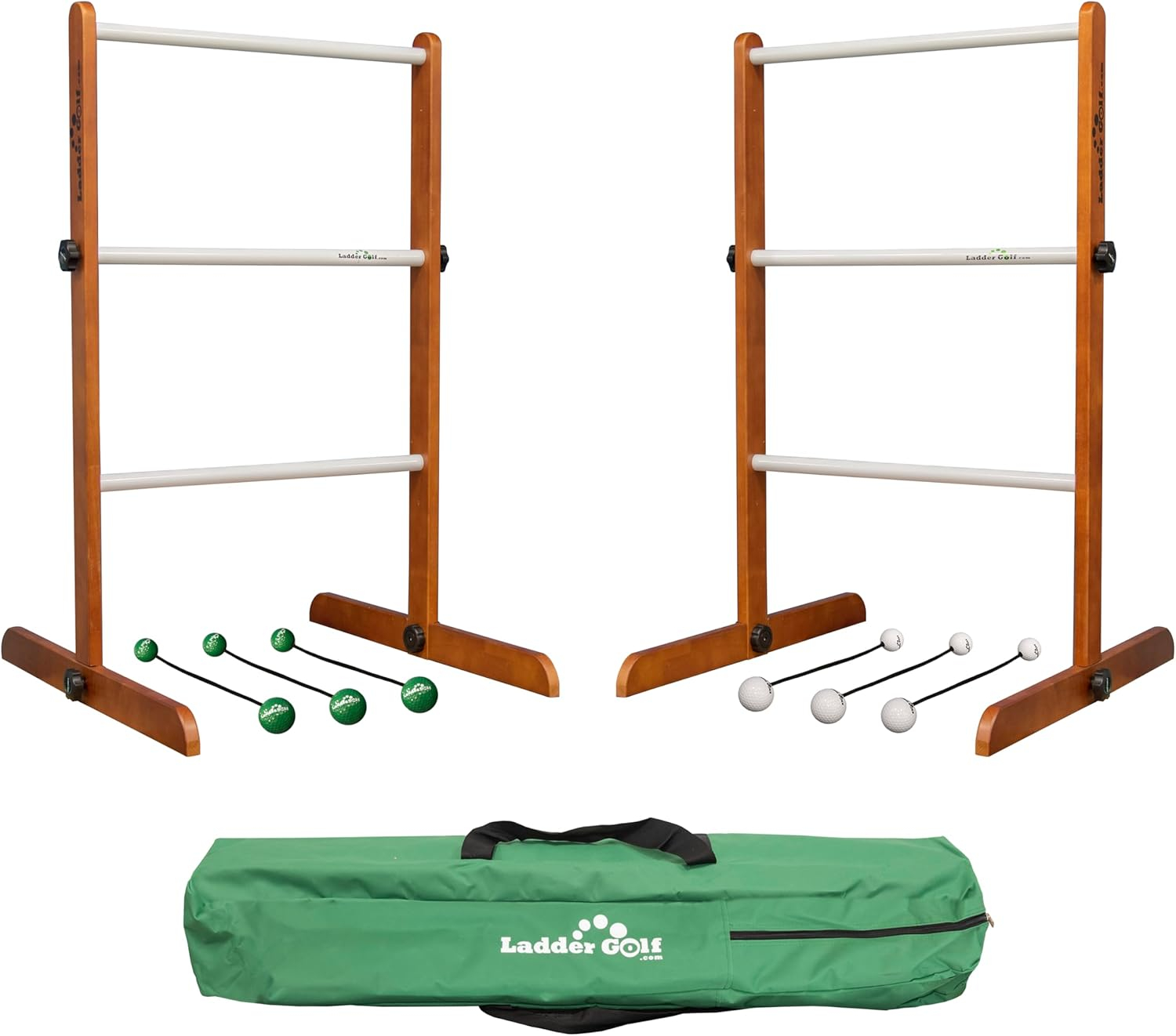 Tournament Edition Wooden Ladder Golf Game Set with Green Carrying Bag