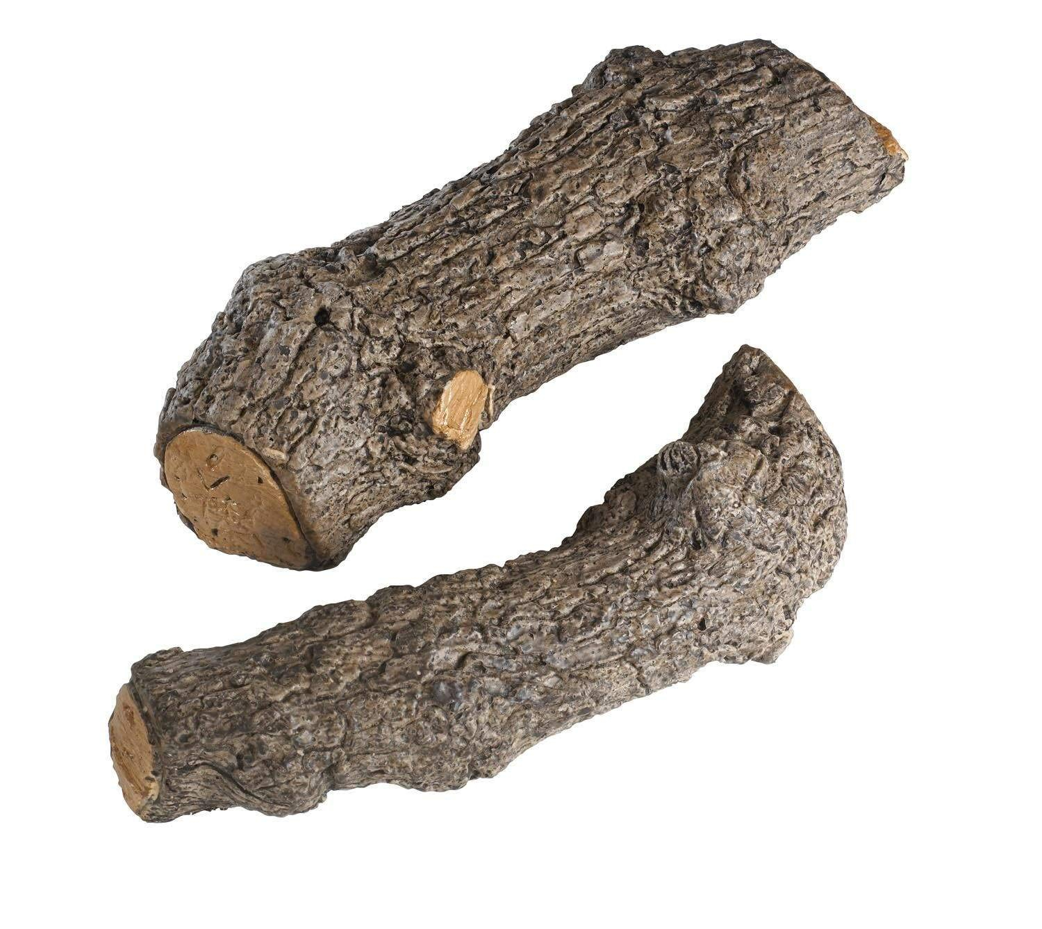 Hand-Painted Ceramic Wood Finish Gas Fireplace Logs, Set of 2