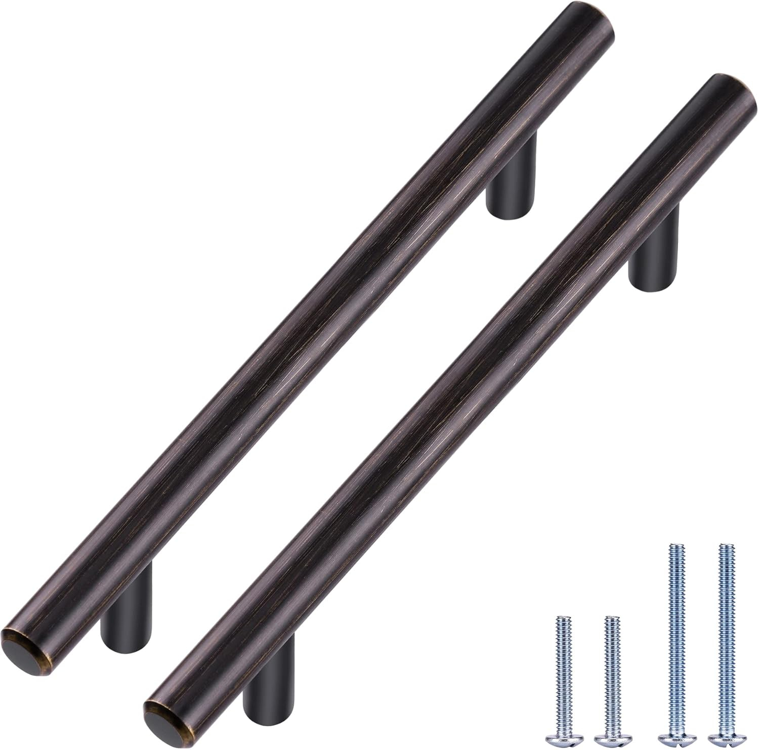 20 Pack Bronze Solid Cabinet Handles Drawer Pulls, 5.38-inch/136mm Length (3-inch Hole Center) Door Handle (1/2-inch Diameter) Kitchen Stainless Steel Cabinet Hardware Handle, Oil-Rubbed Bronze