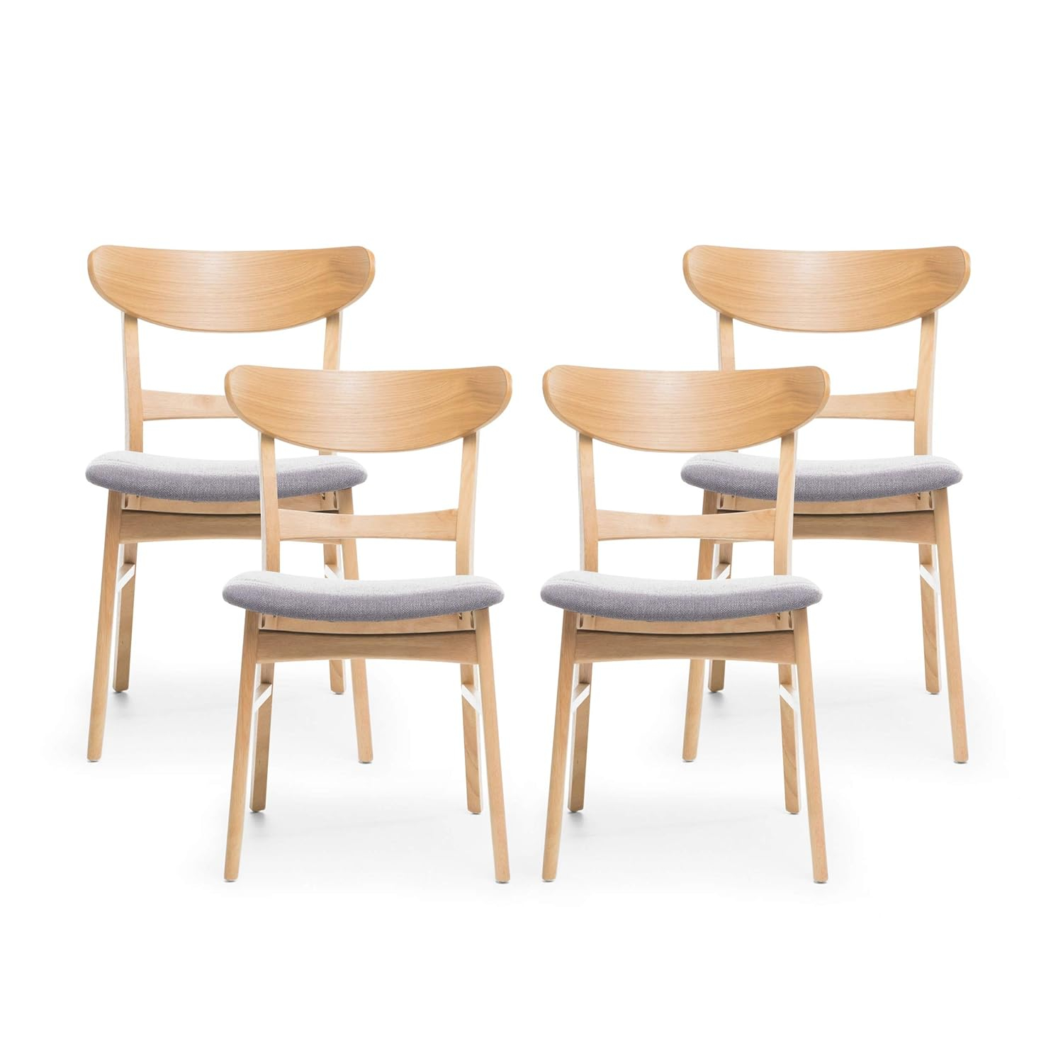 Christopher Knight Home Idalia Mid-century Modern Dining Chairs (Set of 4) by  Dark Gray + Natural Oak Oak Finish