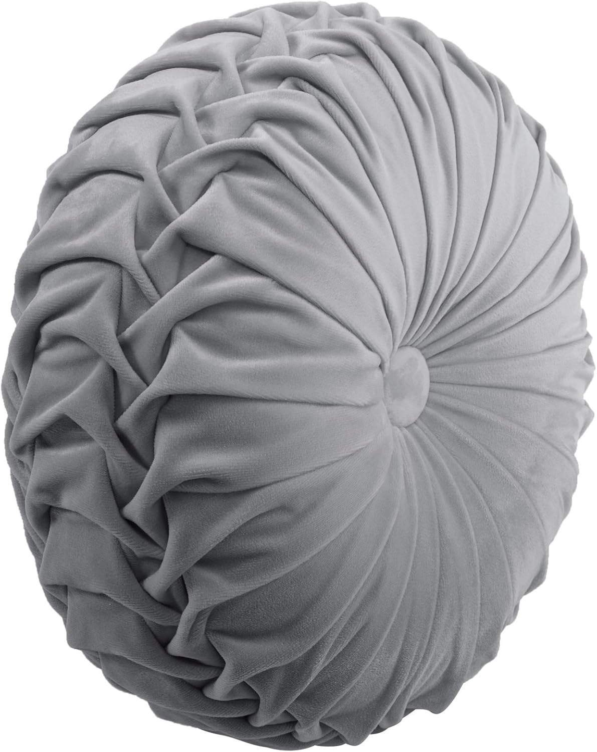 Lush Decor Round Pleated Soft Velvet Decorative Pillow - Dark Gray - Single - 15 Round