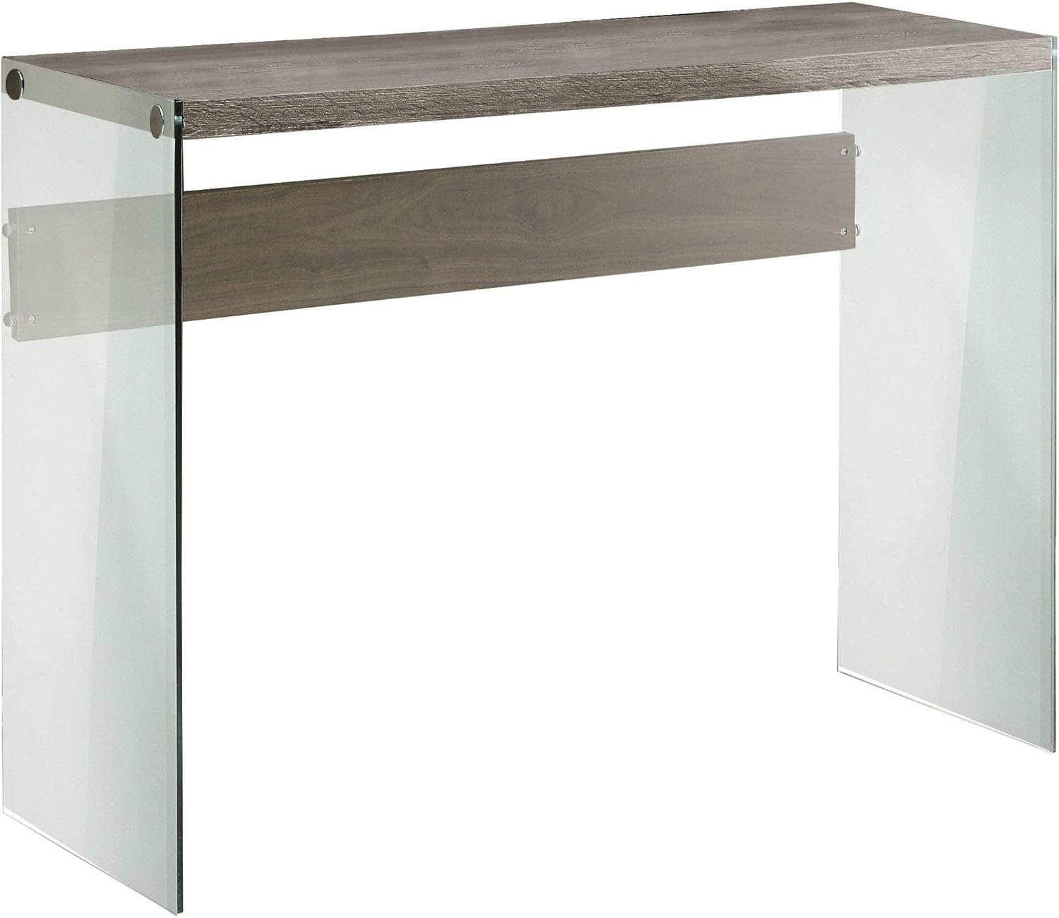 Accent Table Console Entryway Narrow Sofa Bedroom Tempered Glass Brown