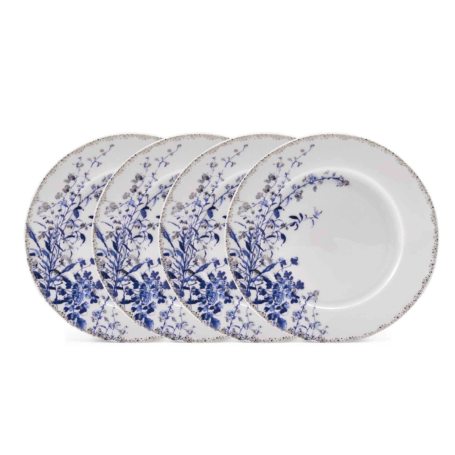 Mikasa Kaia Floral Bone China Dinner Plates, Set of 4, 11 Inch