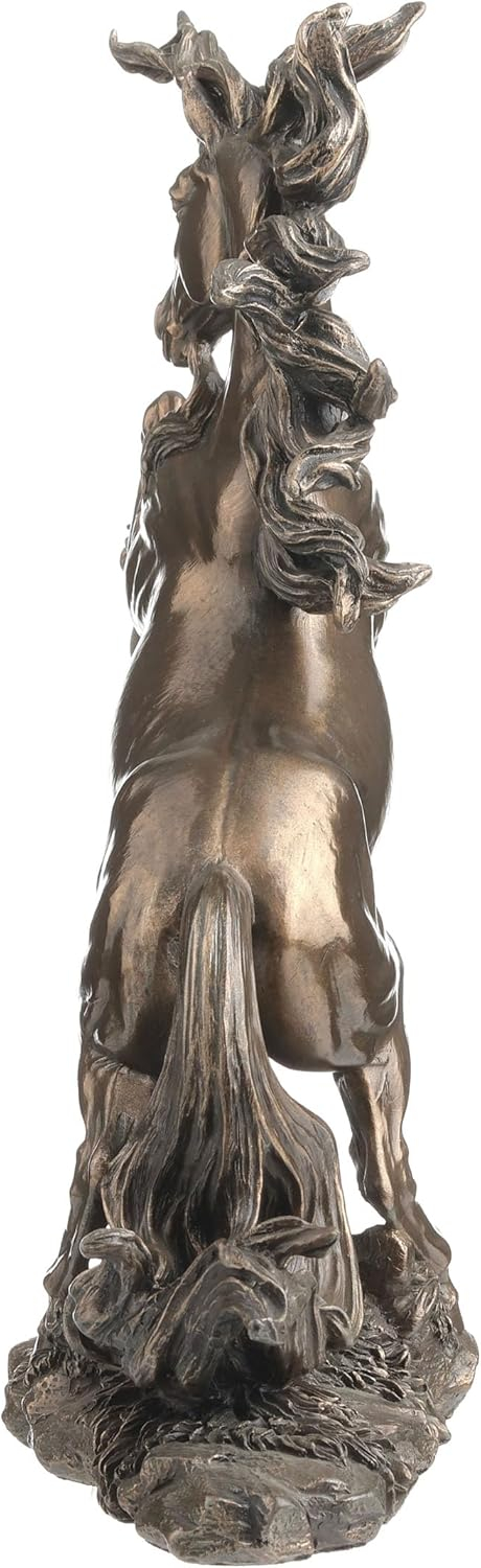 12.25 Inch Rearing Unicorn on 2 Feet Bronze Color Statue / Figurine