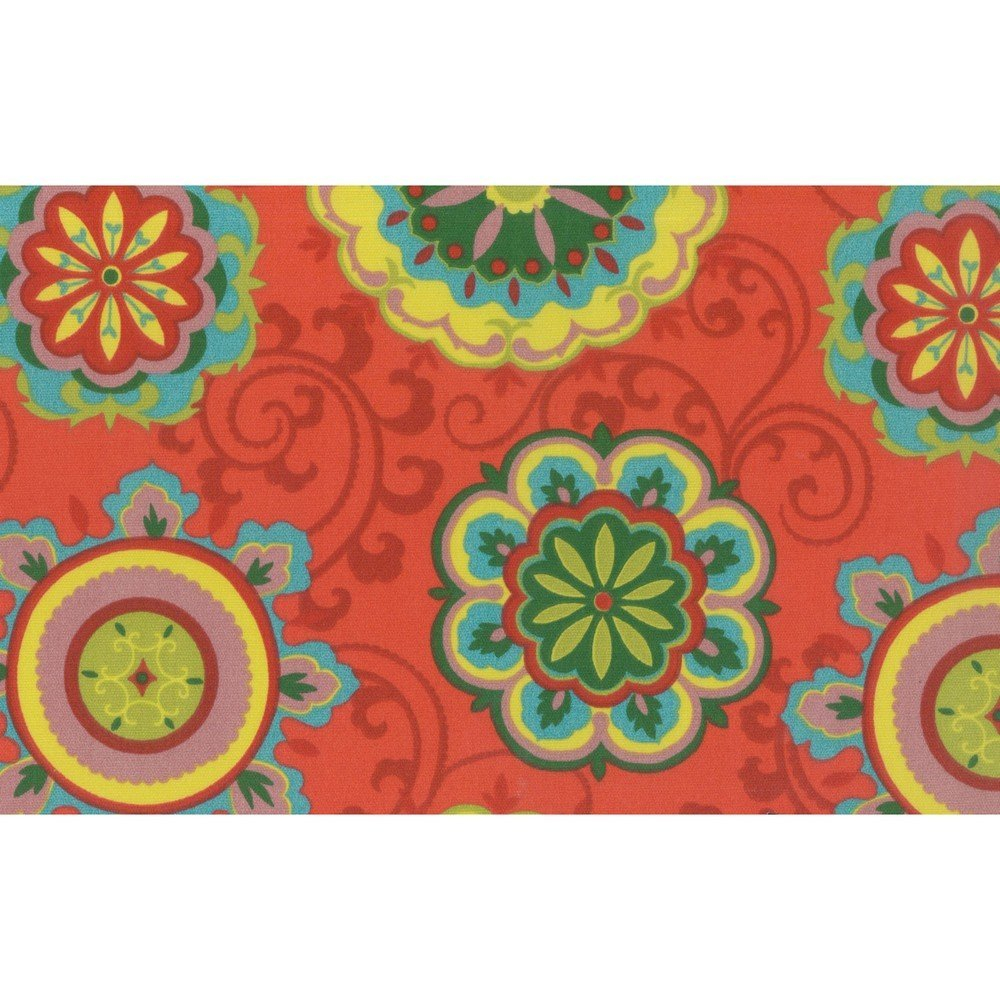 Vibrant Red and Yellow Patterned Outdoor Chair Cushion, 20" x 42"