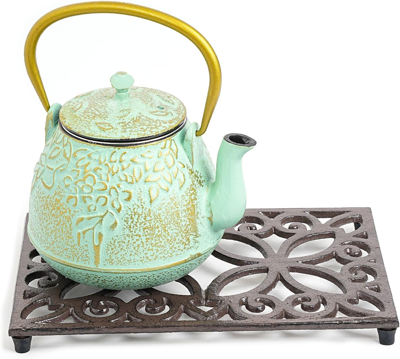 Rustic Brown Cast Iron Rectangular Decorative Trivet