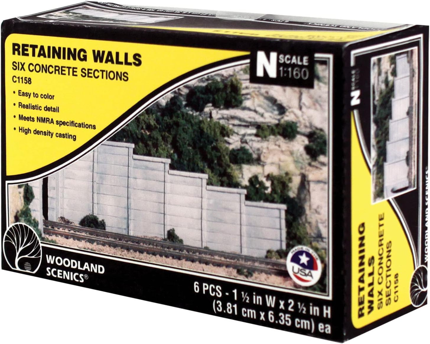 Woodland Scenics C1158 N Retaining Wall Concrete 6 Model Train Scenery 4 Years 5", 3.15"