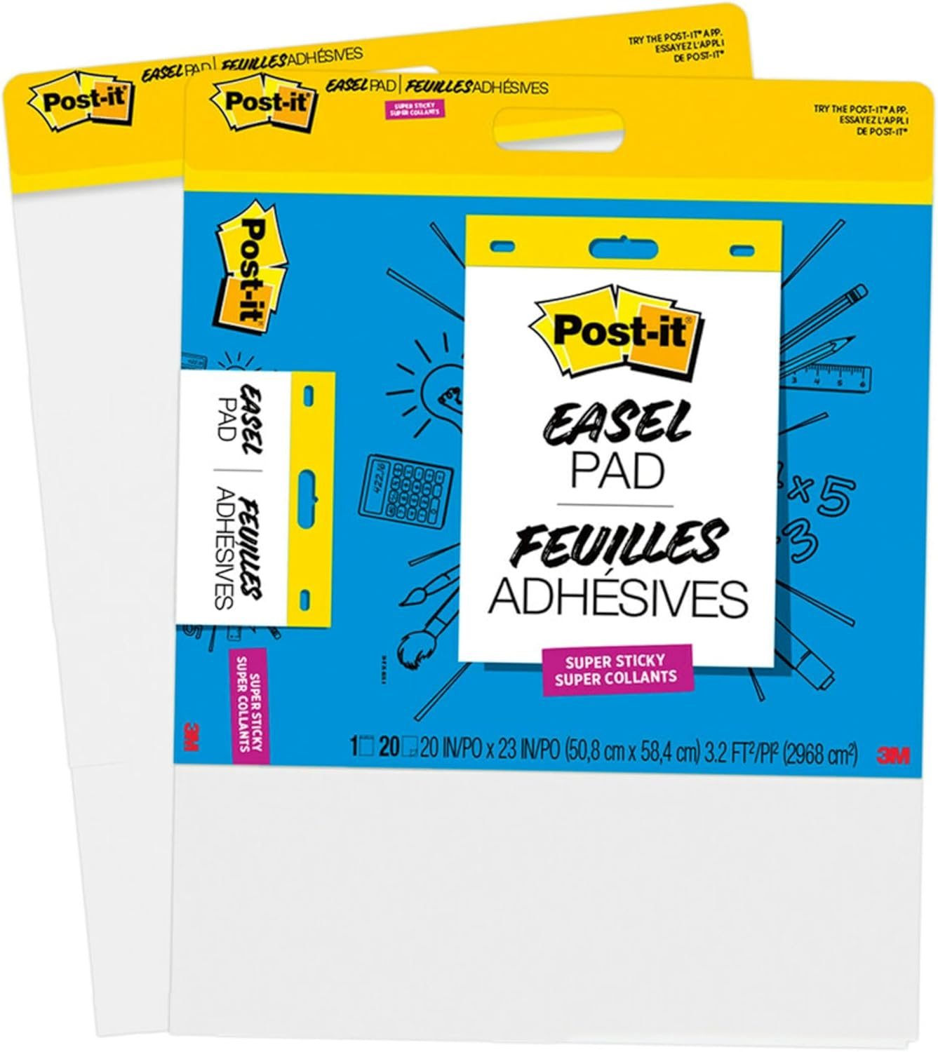 Post-it® Easel Pad 566B-2PK, 20 in x 23 in (50.8 cm x 58.4 cm), 2 Packs per case
