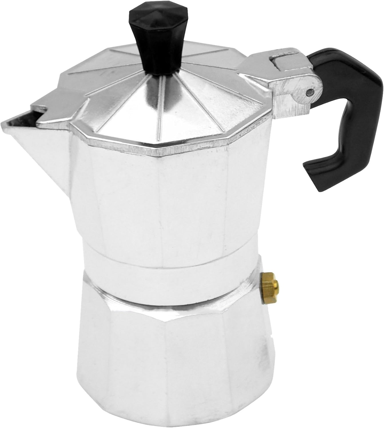 Bene Casa 1 cup aluminum espresso maker, stove top espresso maker, single shot, dishwasher safe espresso maker with side pour spout