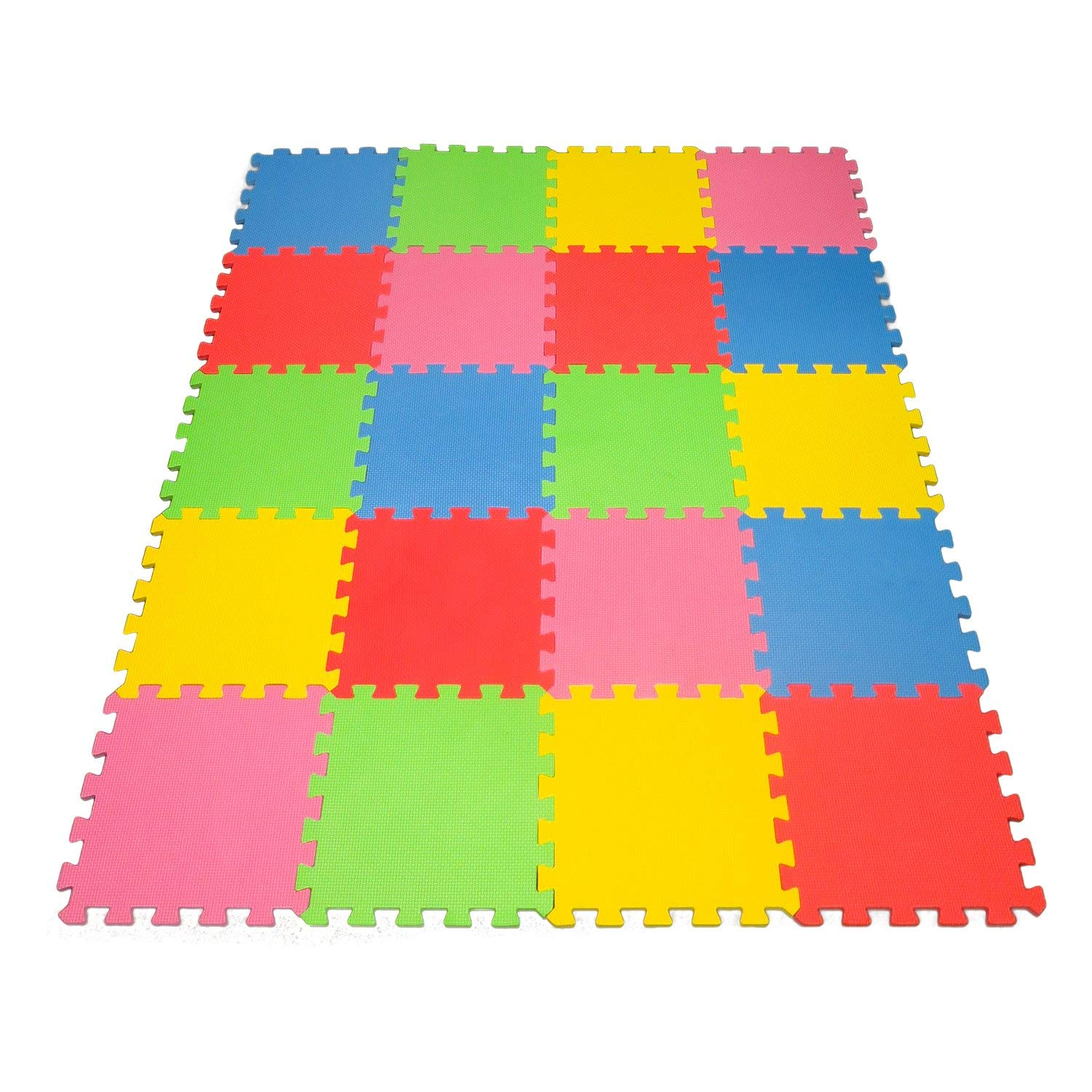 Angels 12" x 12" Multi-Color EVA Foam Interlocking Floor Mats Non-Slip 20 Piece