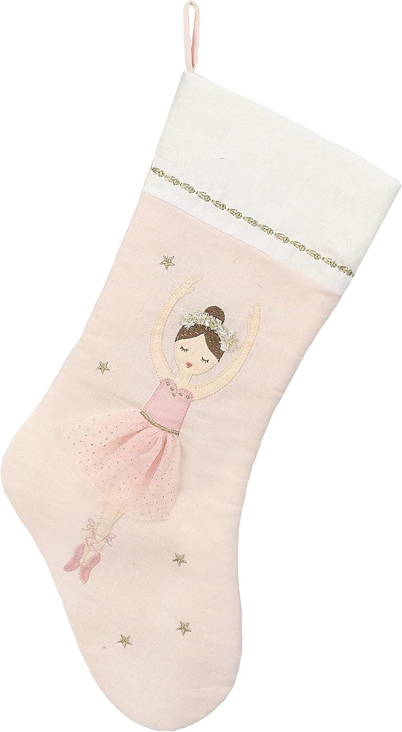 MON AMI Ballerina Christmas Stocking – 21” |Perfect for Monogramming, Christmas Décor, X Mas Socks & Decorations, for Family & Kids