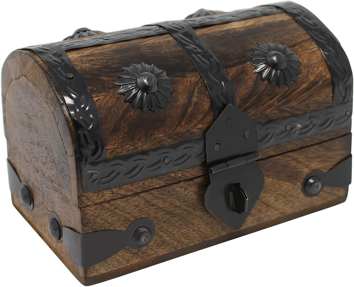 Nautical Cove Treasure Chest Keepsake and Jewelry Box Wood - Toy Treasure Box Large (8x6x6)