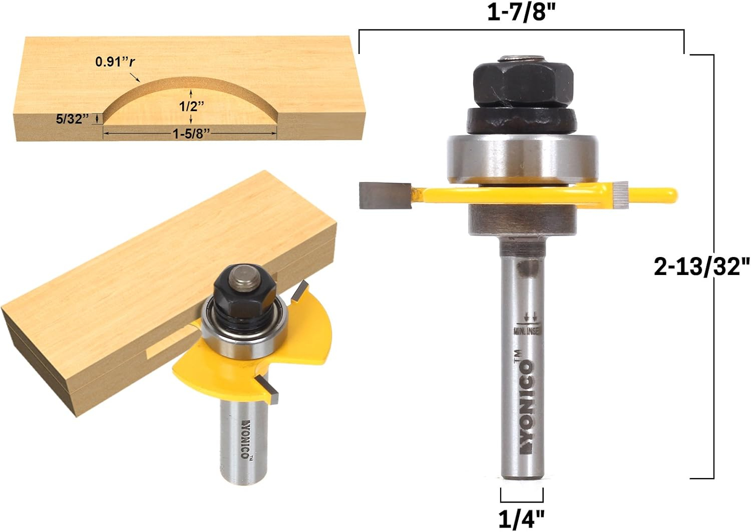 YONICO Biscuit Cutter Joint Slot Router Bit #20 1/4-Inch Shank 14182q