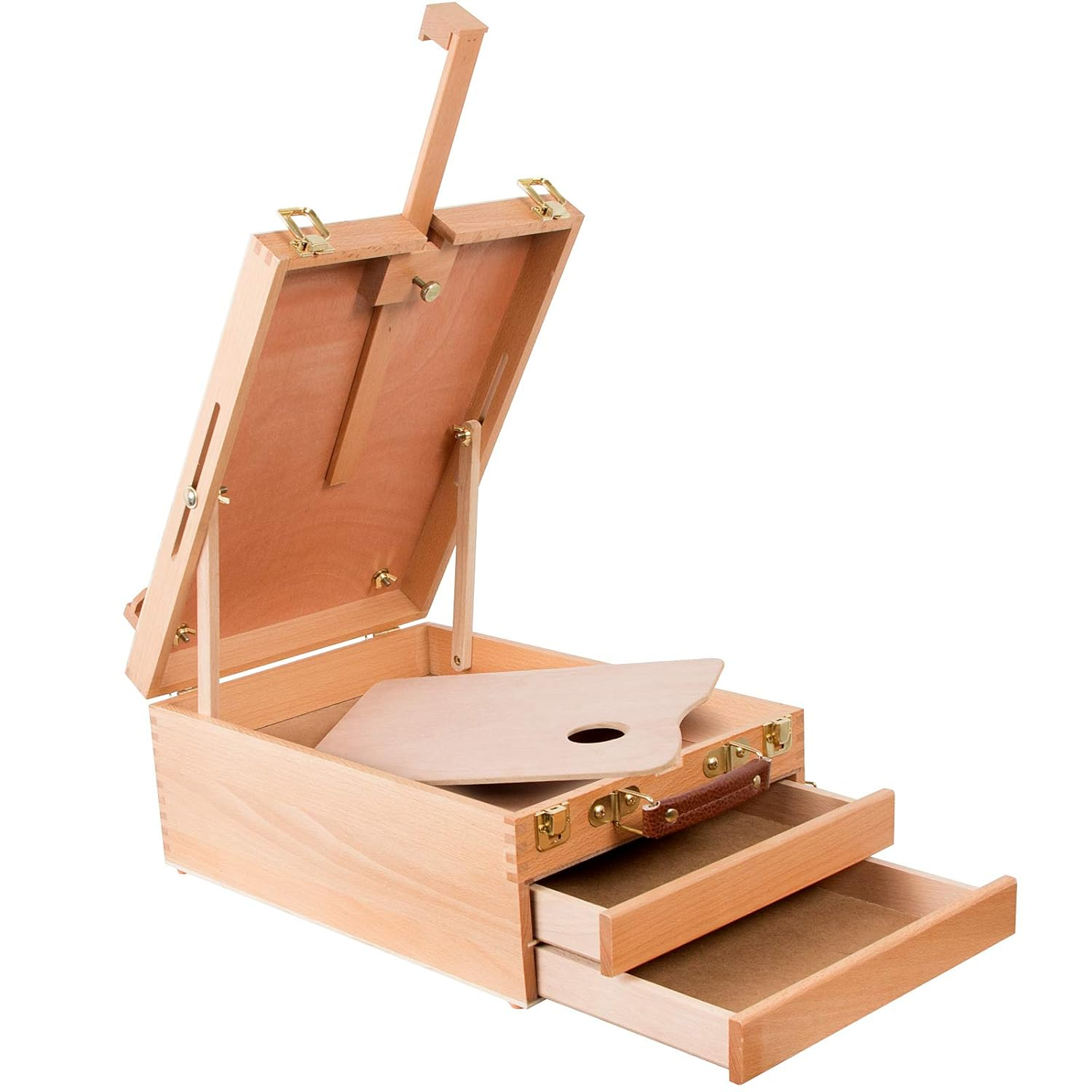 Kuyal Art Supplies Box Easel Sketchbox Painting Storage Box-Adjustable Design with Large 2-Drawer