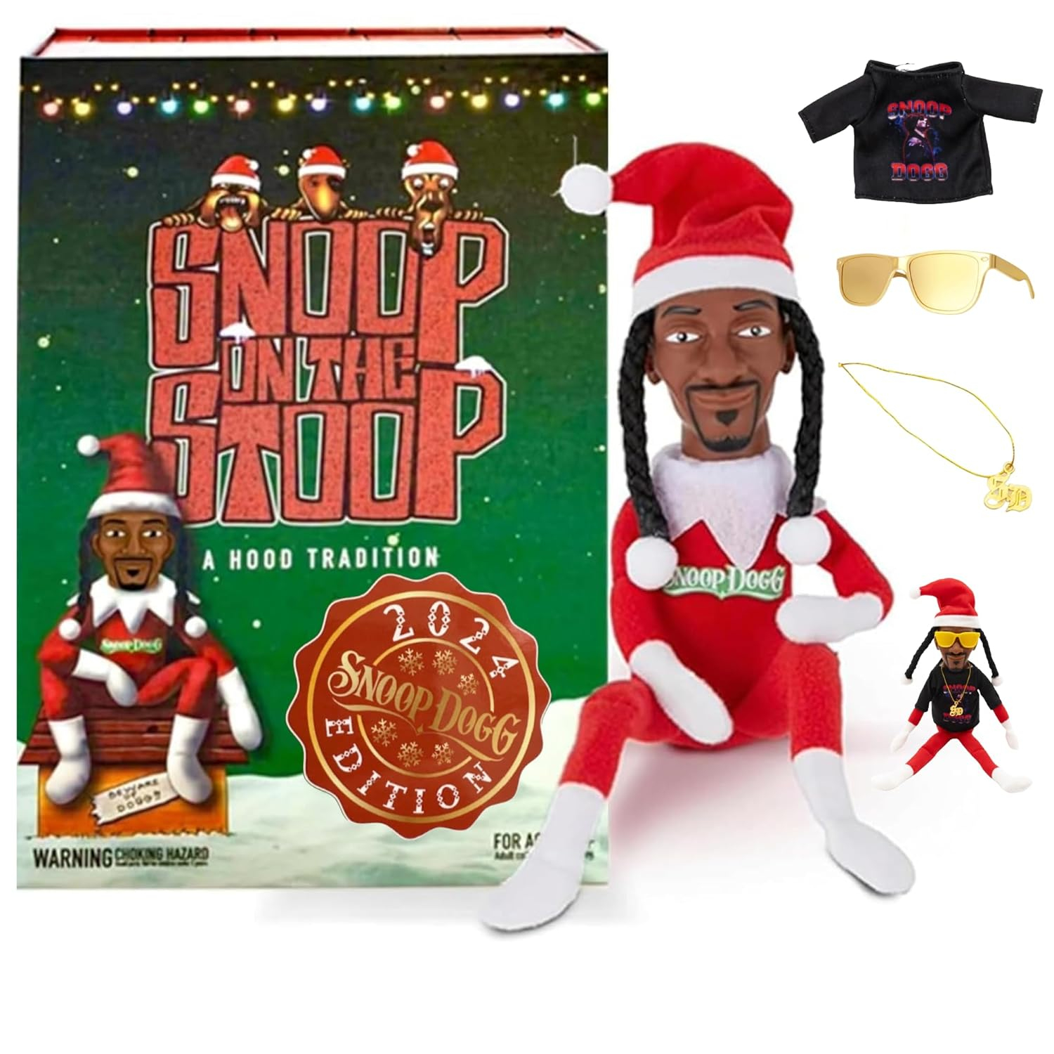 Snoop Elf on a Shelf, Elf Doll,2024 Christmas Gift Toy 12" Figurine Elf, Plush Toys,+Big Size Gift Box(Special2024Edition)