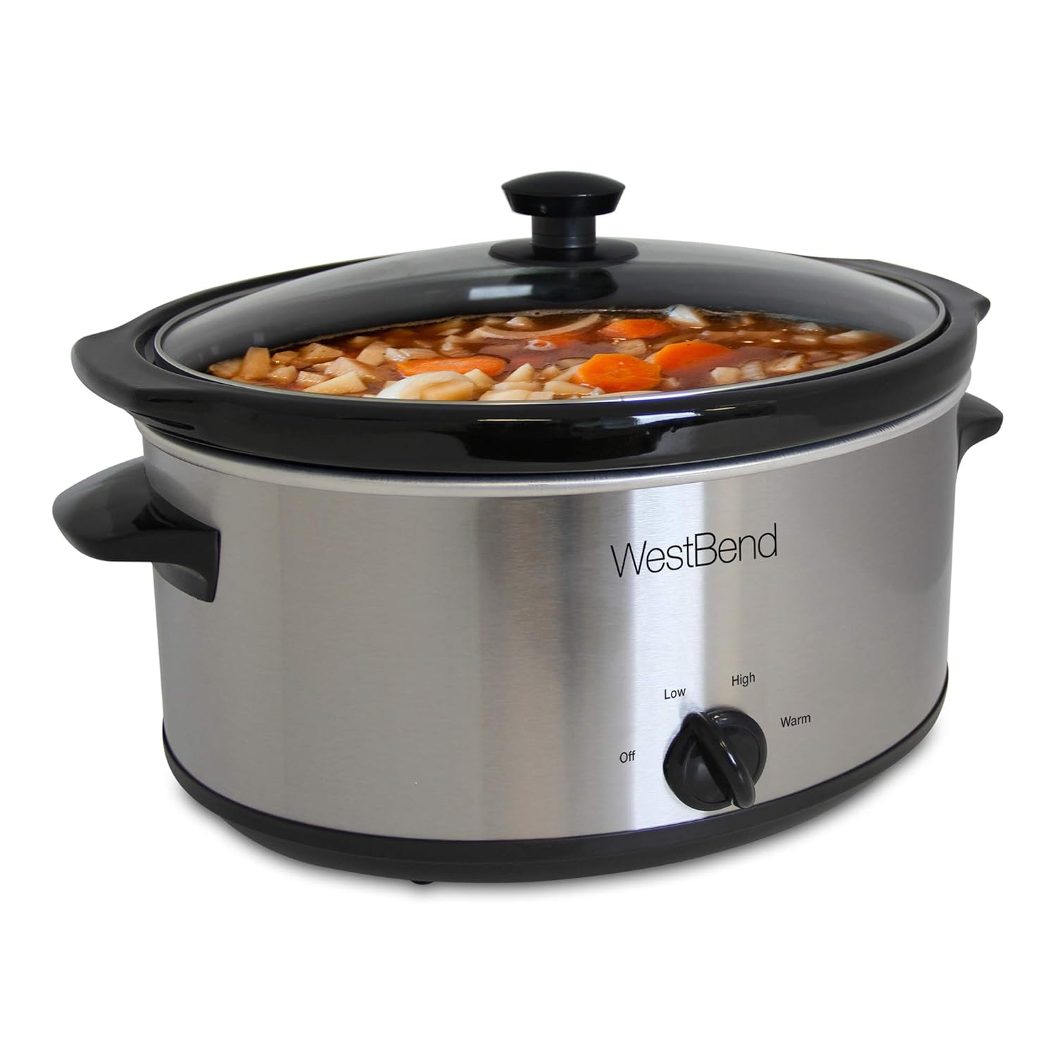 Silver 6-Quart Stainless Steel Oval Slow Cooker with Glass Lid