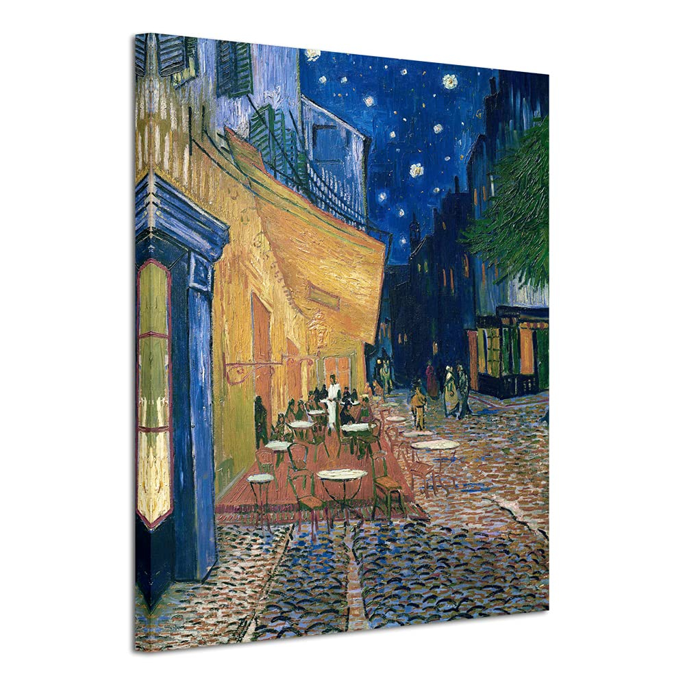 Wieco Art Cafe Terrace at Night Canvas Prints Wall Art by Van Gogh Classic Oil Paintings Reproduction Large Gallery Wrapped Cityscape Picture Giclee Artwork for Dining Room Home Office Decorations