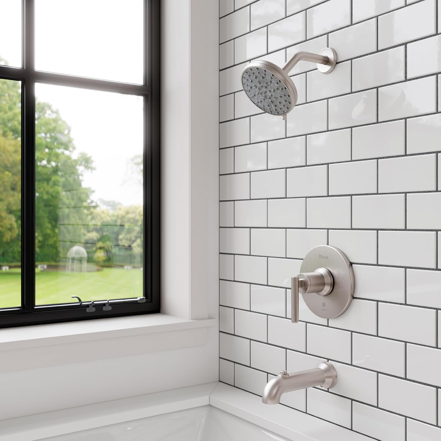 Pfister Capistrano Tub & Shower Trim Kit, Valve and Cartridge Included, 1-Handle, Spot Defense Brushed Nickel Finish, 8P8WS2CSOSGS