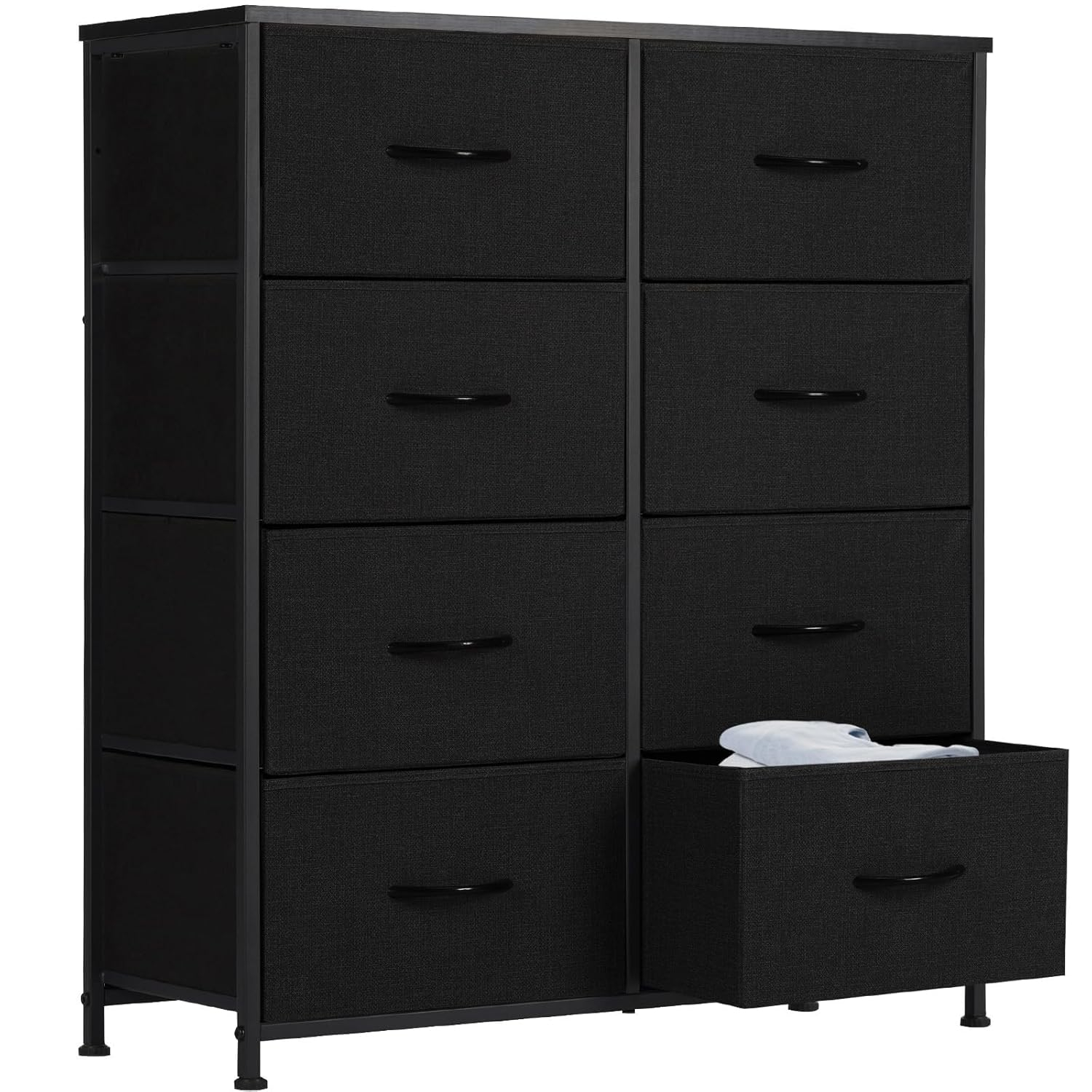 Dresser, Dresser for Bedroom Drawer Organizer Storage Drawers, Fabric Storage Tower with 8 Drawers, Chest of Drawers with Steel Frame, Wood Top for Nursery, Living Room, Closet