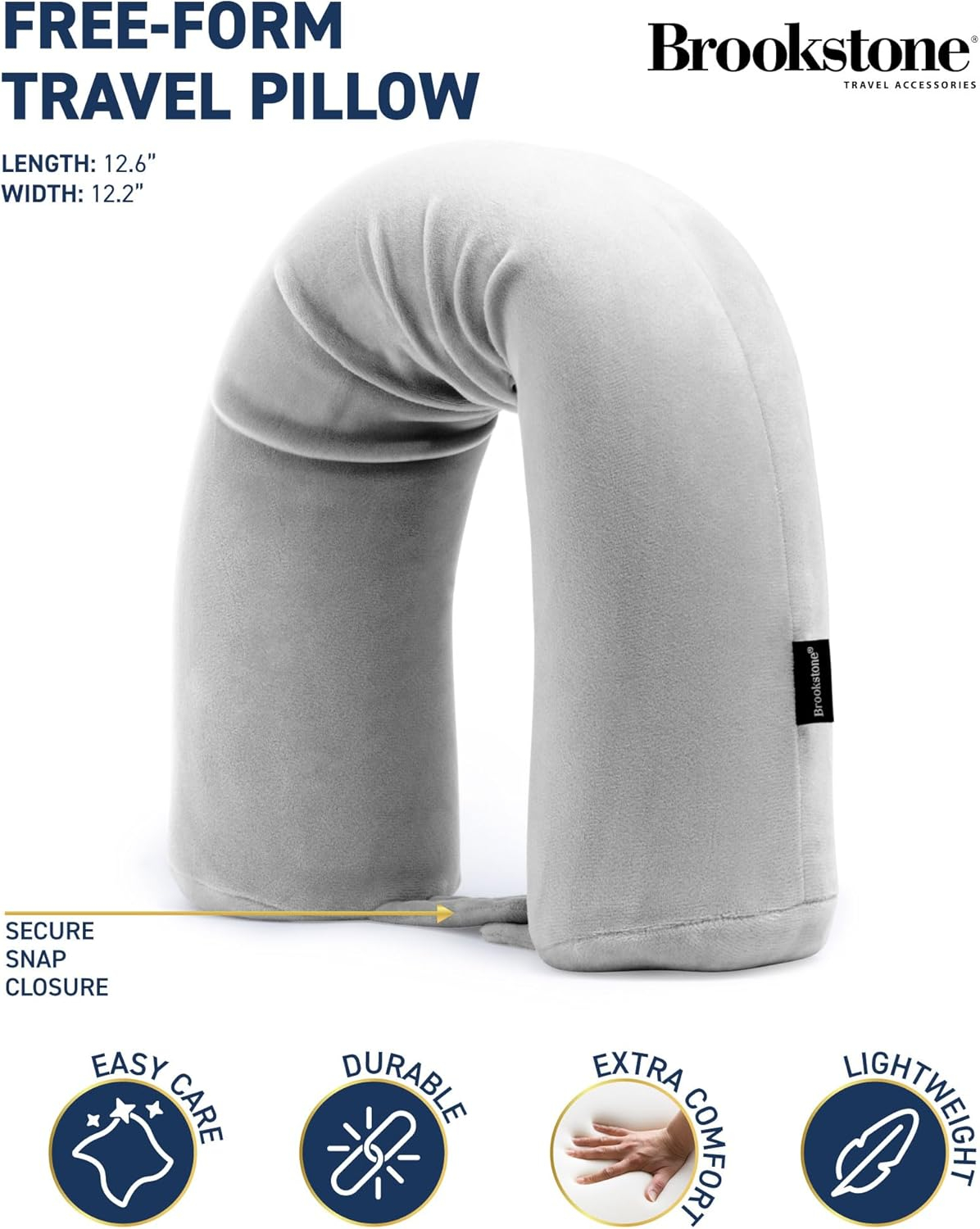 Brookstone Free-Form, Soft and Adjustable Travel Memory Foam Pillow for Neck and Lumbar Support