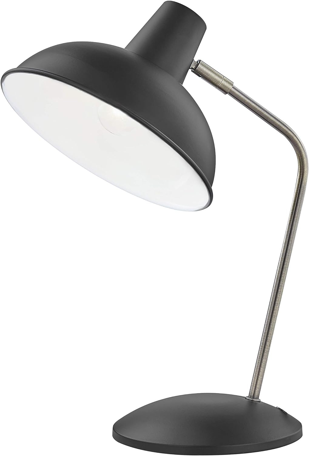 Light Society LS-T261-BK Hylight Black Retro Desk Lamp with Antique Brass Details, Mid Century Modern Vintage Style