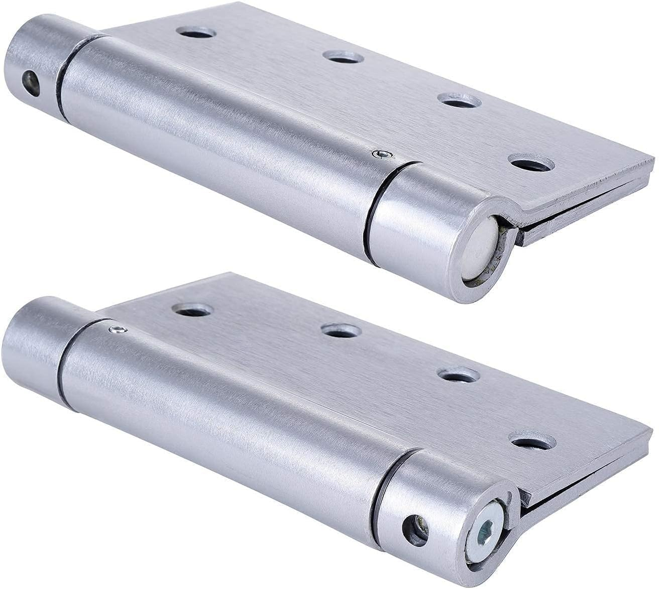 2 Pack - 4.5"x4.5" Brushed Satin Chrome Finish Self Closing Reversible Door Hinge - Heavy Duty Commercial Spring Door Hinge - UL Listed with Complete Installation Hardware