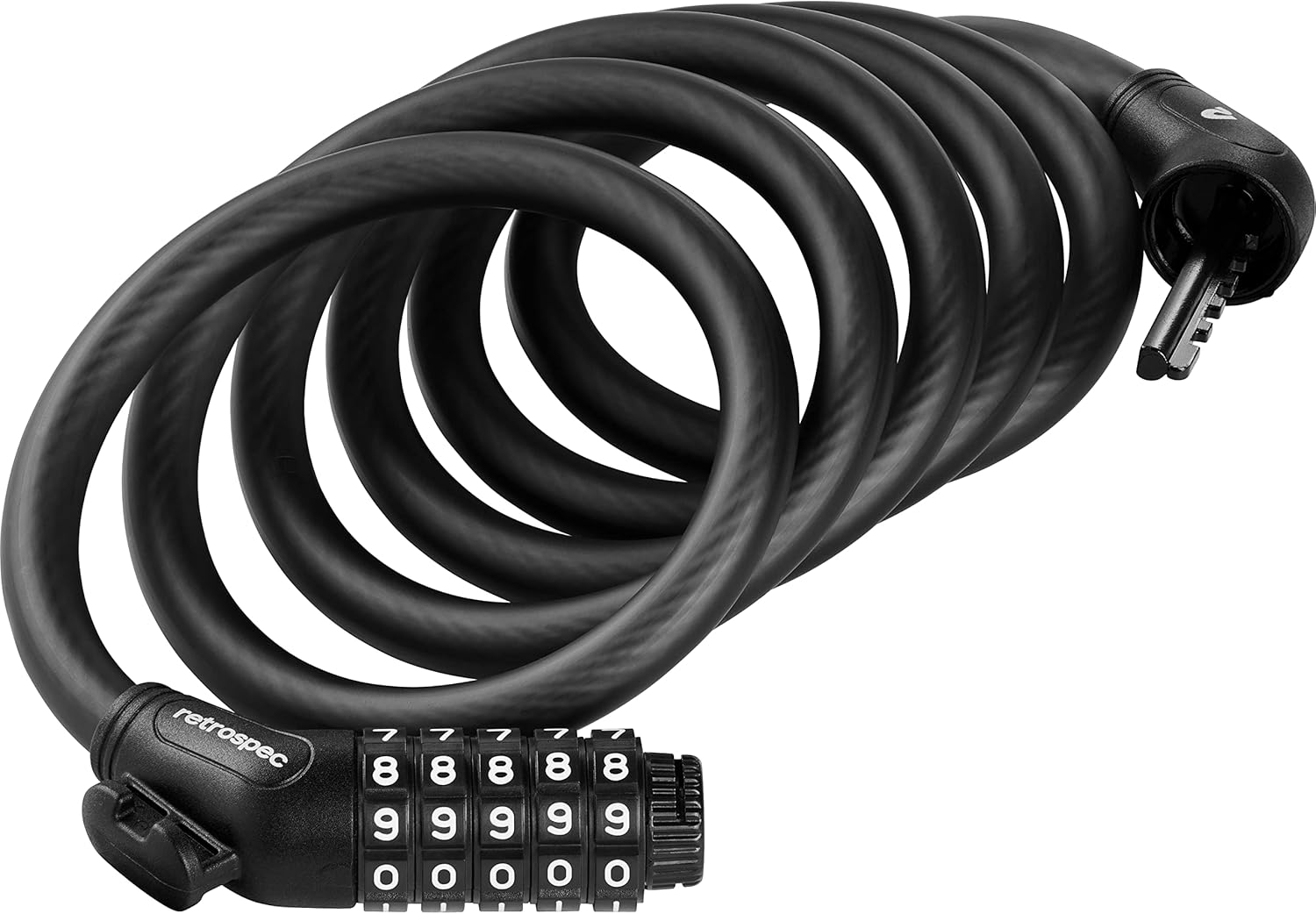 Retrospec Grizzly Plus Bike Combination Lock - Heavy Duty Anti-Theft Cable Lock With 5-Digit Custom Combo - 6 Foot Coiled Cut Resistant Cable and Mounting Bracket