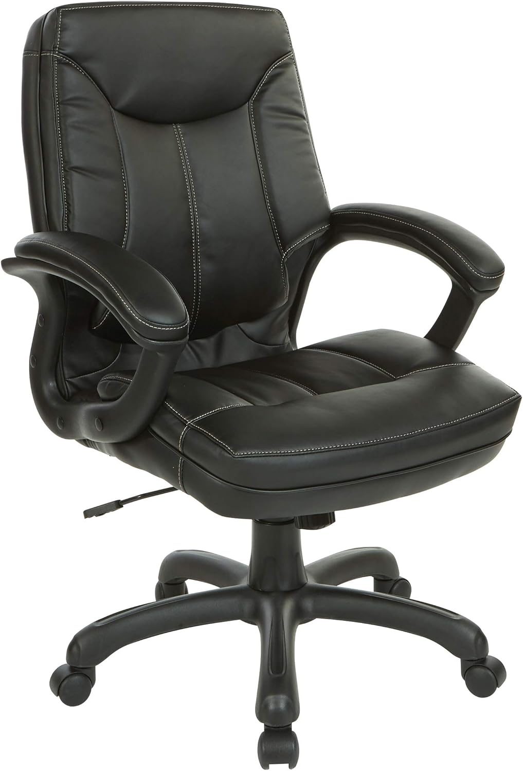 Executive Mid Back Black Faux Leather Chair with Contrast Stitching