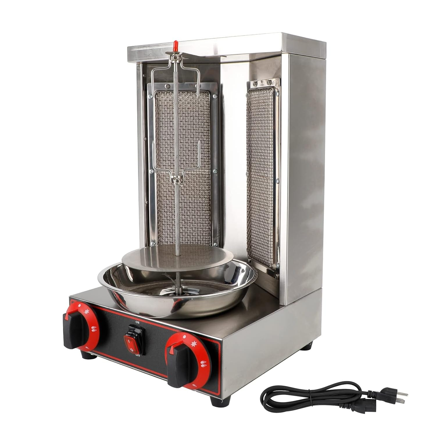 TOPTENG 110V 2000W Commercial Electric Vertical Gas Shawarma Broiler Machine Spinning Doner Kebab Gyro Grill Machine, Rotisserie Doner Kebab Gyro Grill Device for Restaurant Dinner Home Kitchen