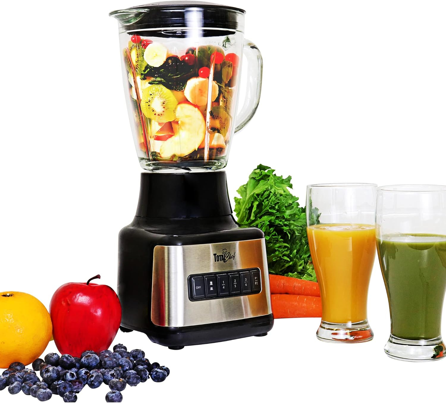 Total Chef 6-Speed Countertop Blender with Glass Jar, 6-cup, 500 Watts