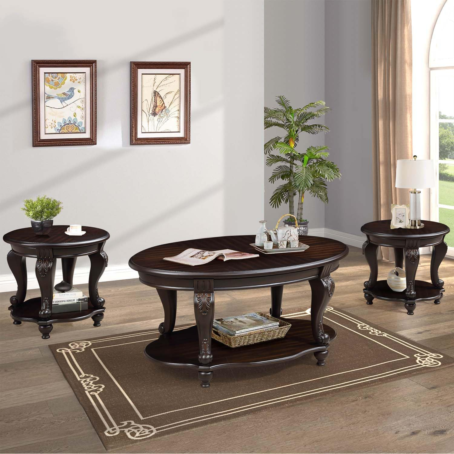 World Menagerie Living Room Coffee Table Set, Coffee Table & Two End Side Table 3-Piece Set Coffee Set