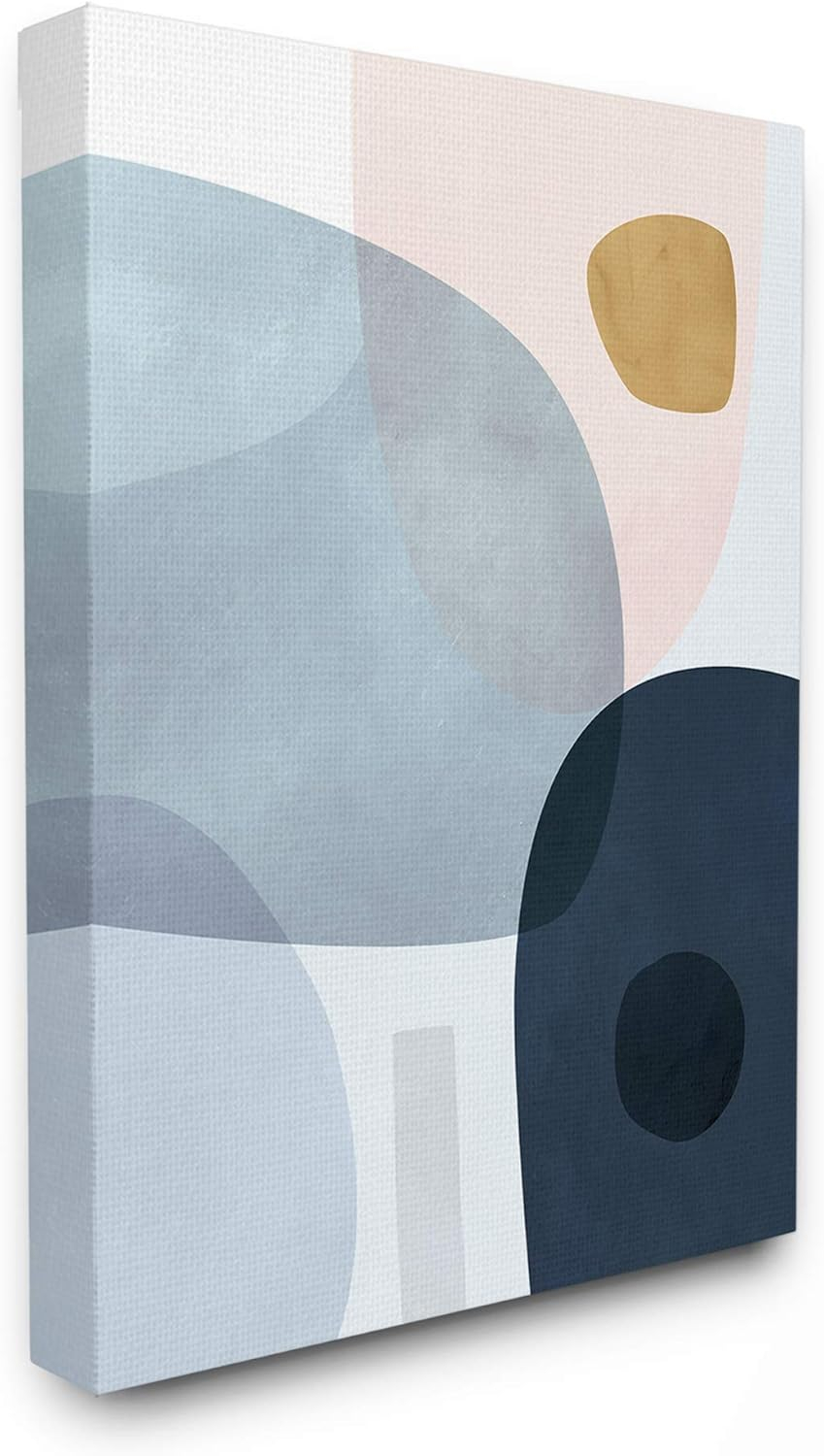 Stupell Home Décor Mod Shapes Slate Blue Navy and Peach Overlapping Abstract Modern Unframed Painting Canvas Art Prints, 30 x 40