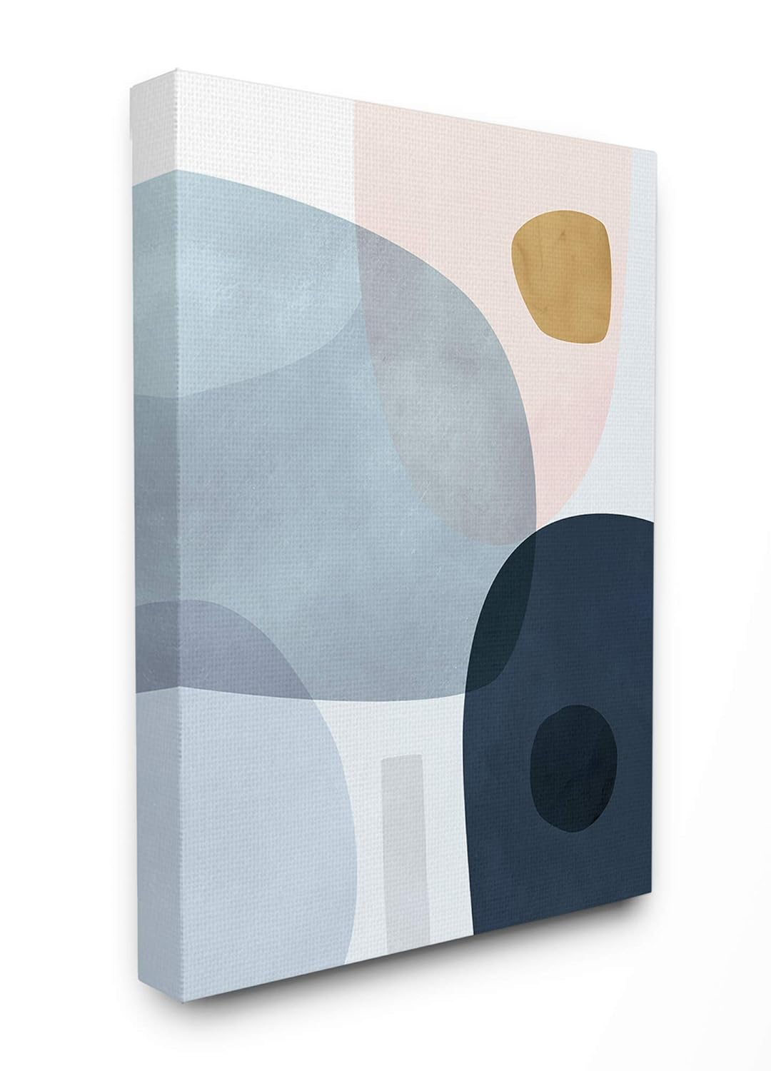 Stupell Home Décor Mod Shapes Slate Blue Navy and Peach Overlapping Abstract Modern Unframed Painting Canvas Art Prints, 30 x 40