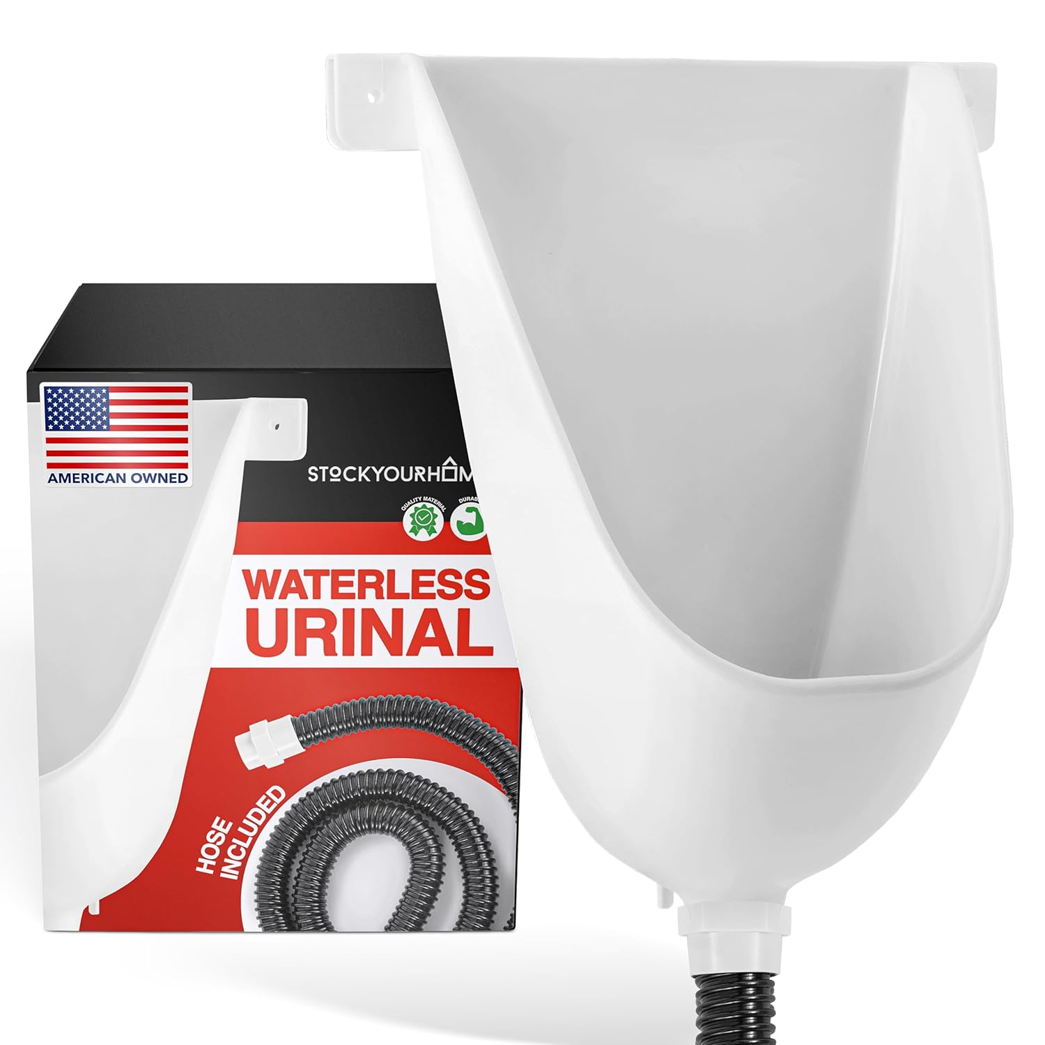 White Plastic Waterless Urinal for Men, Wall Mount