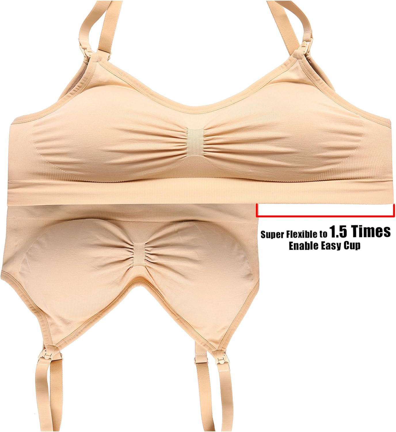 HOFISH 3PACK Full Bust Seamless Nursing Maternity Bras Bralette S-XXL with Extra Bra Extenders & Clips